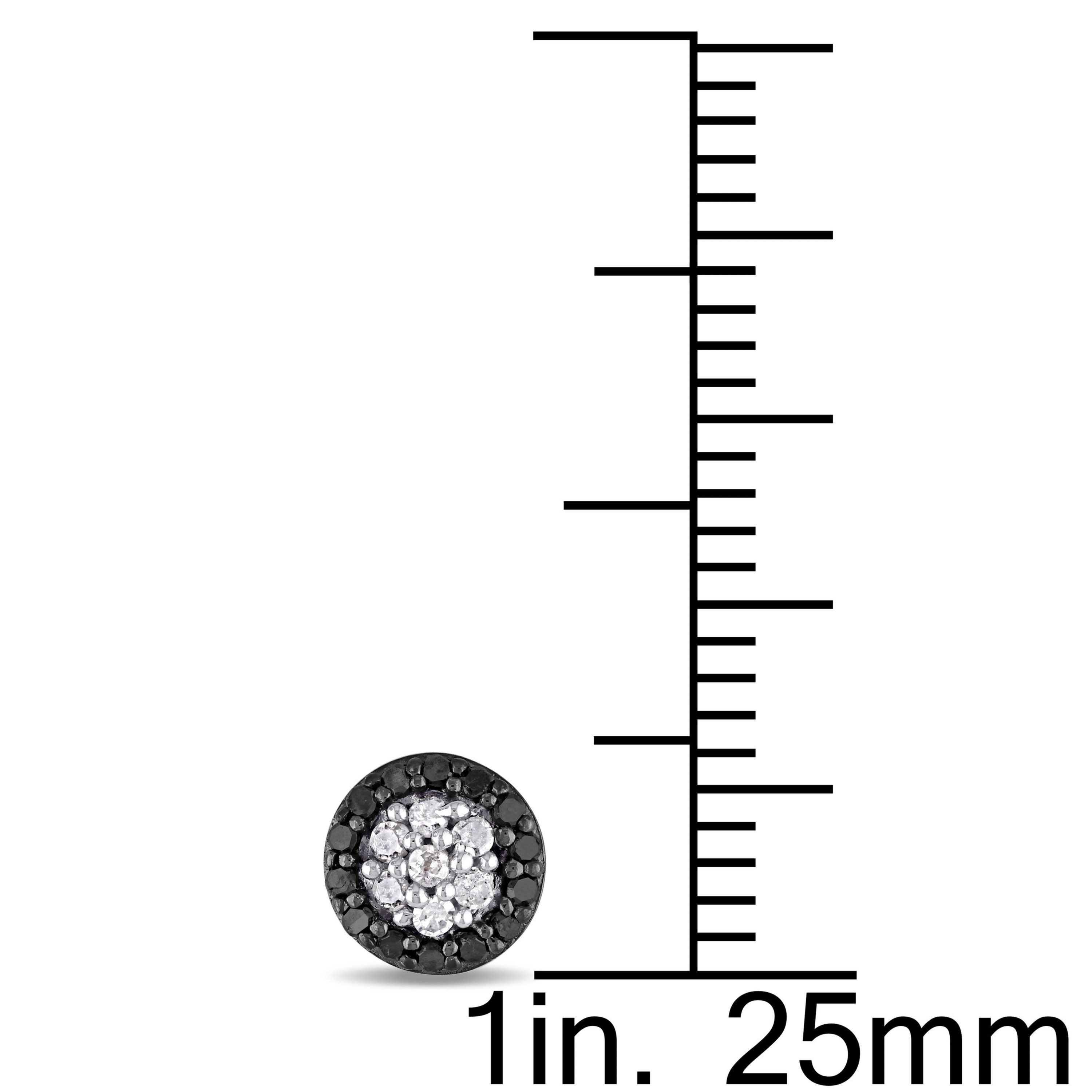 1/4 CT TW Black and White Diamond Cluster Stud Earrings in Sterling Silver