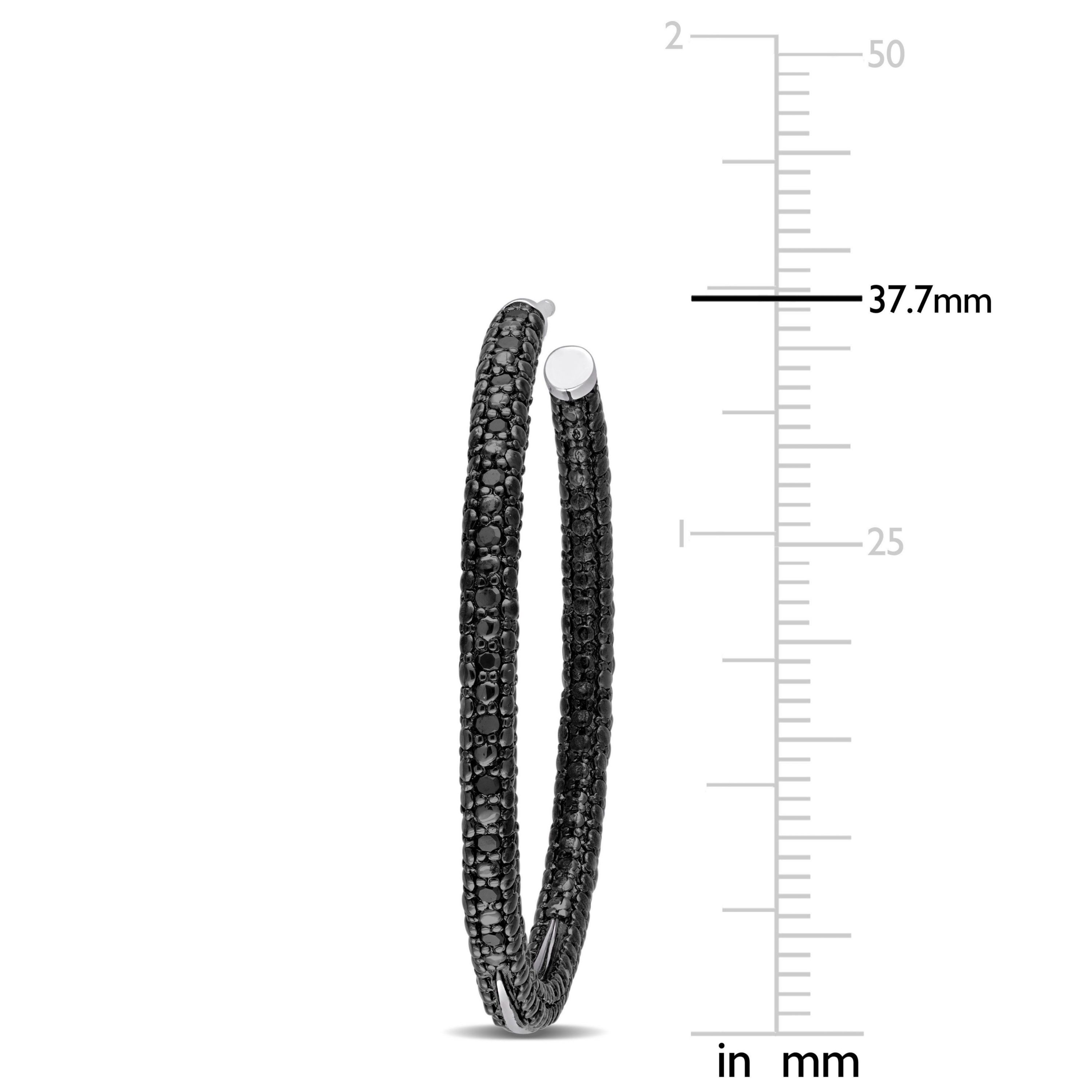 1/4 CT TW Black Diamond Hoop Earrings in Sterling Silver with Black Rhodium