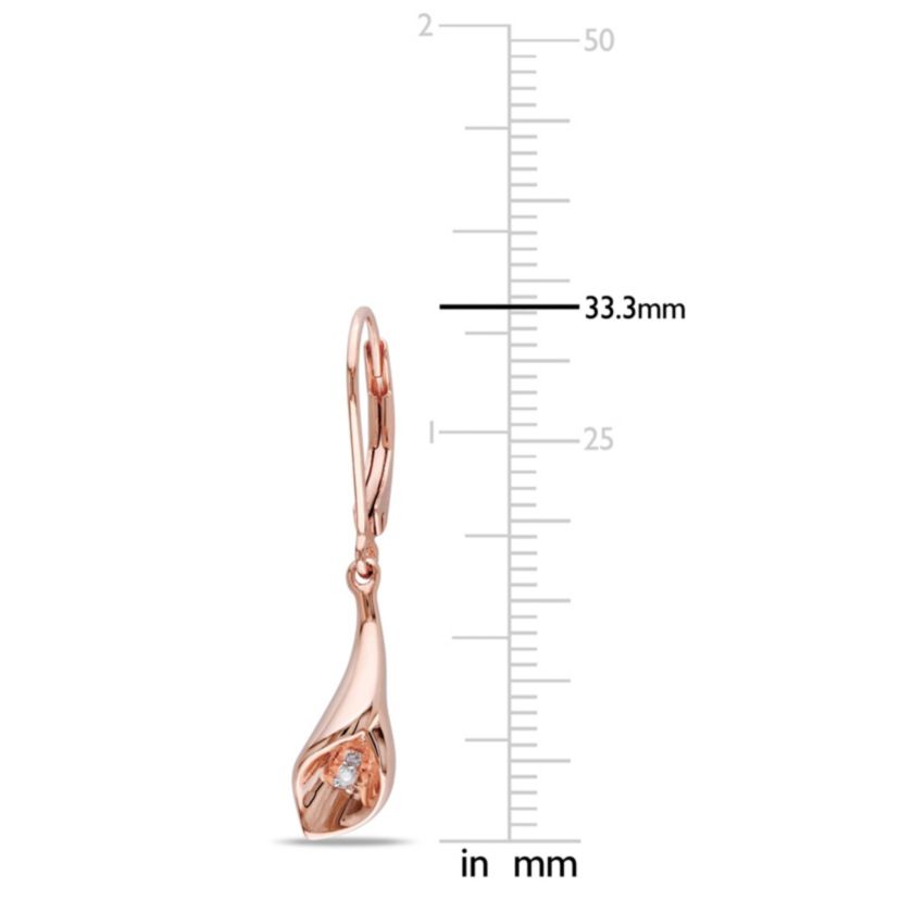 Diamond Accent Calla Lily Floral Earrings in Rose Plated Sterling Silver