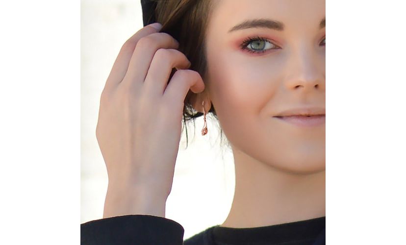 Diamond Accent Calla Lily Floral Earrings in Rose Plated Sterling Silver