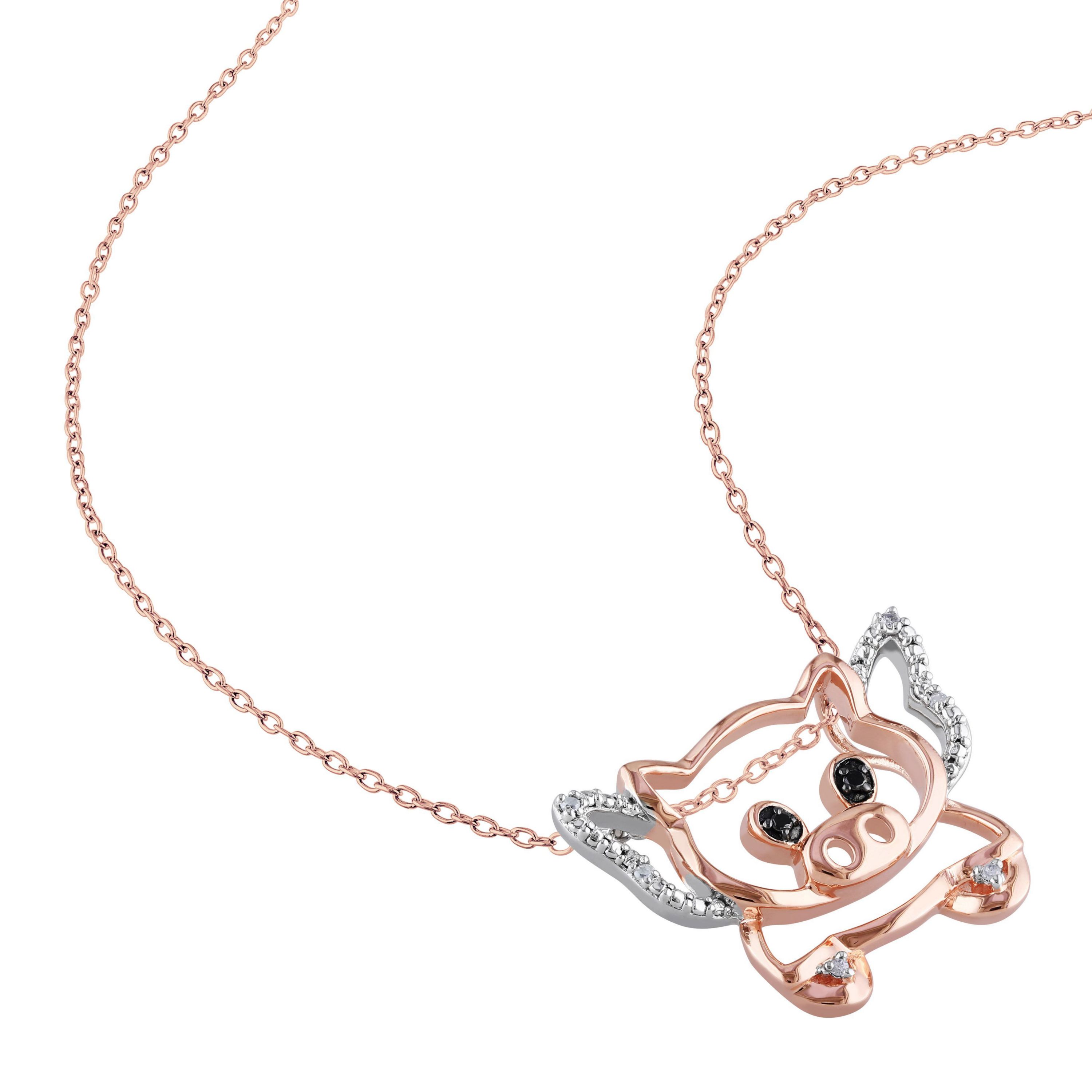 Black and White Diamond When Pigs Can Fly Pendant with Chain in 2-Tone Sterling Silver