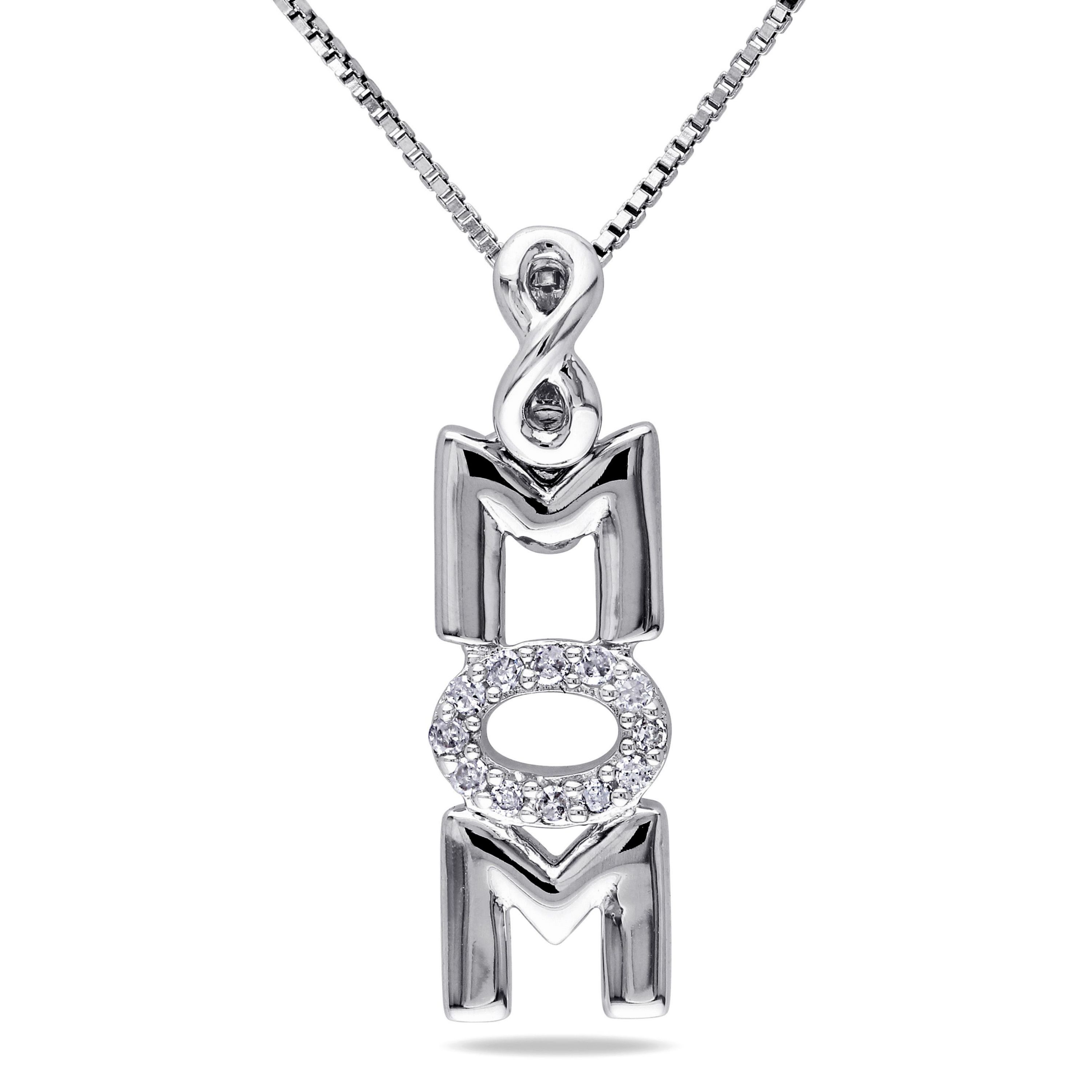 Diamond Infinity "Mom" Necklace in Sterling Silver