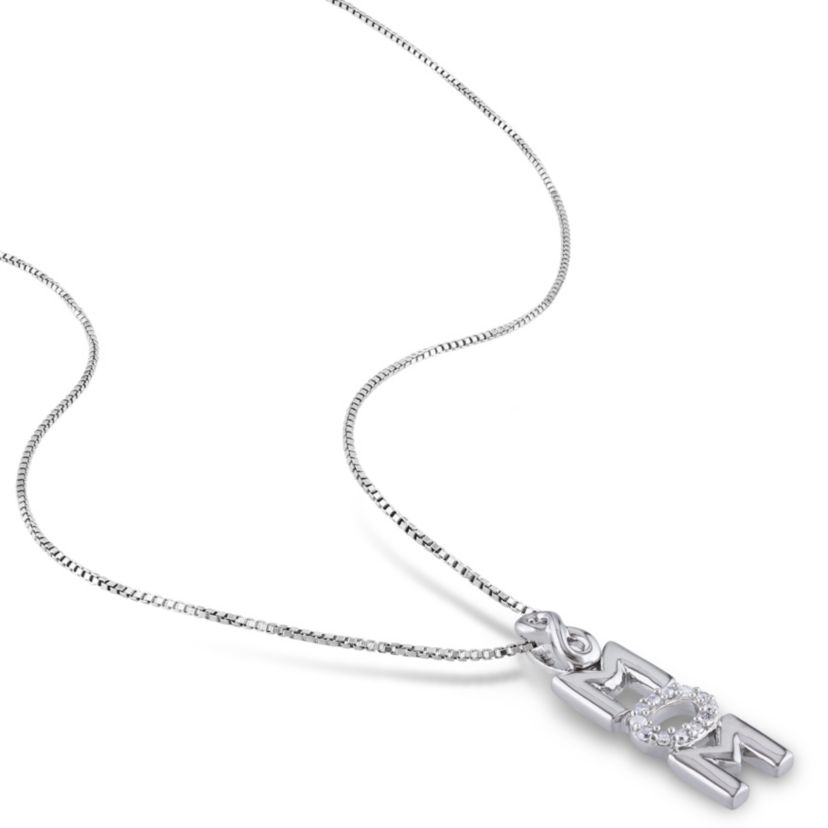 Diamond Infinity "Mom" Necklace in Sterling Silver