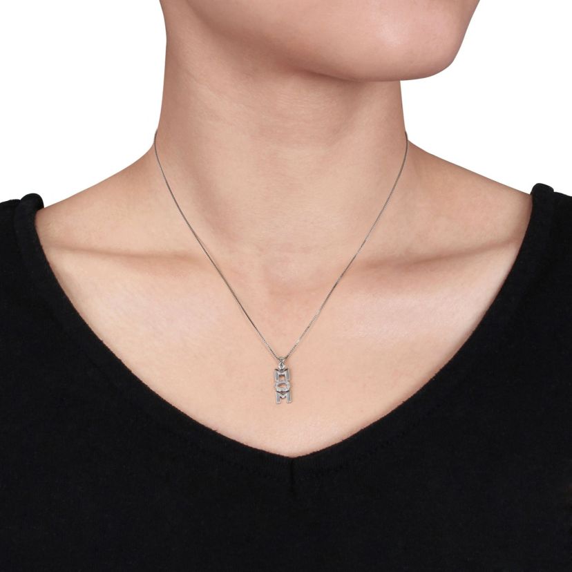 Diamond Infinity "Mom" Necklace in Sterling Silver