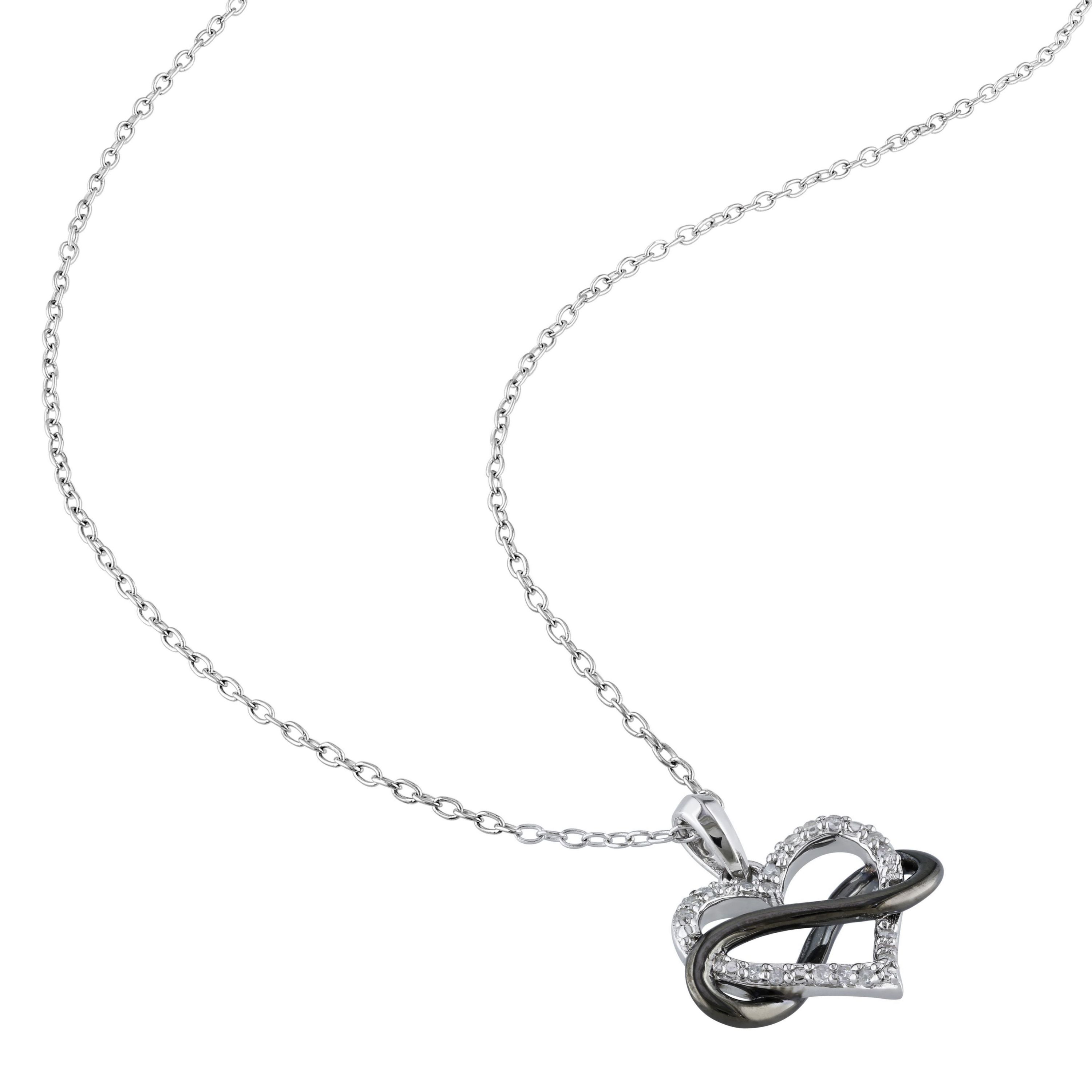 2-Piece Set 1/5 CT TW Diamond Heart Infinity Necklace and Earrings in Sterling Silver with Black Rhodium