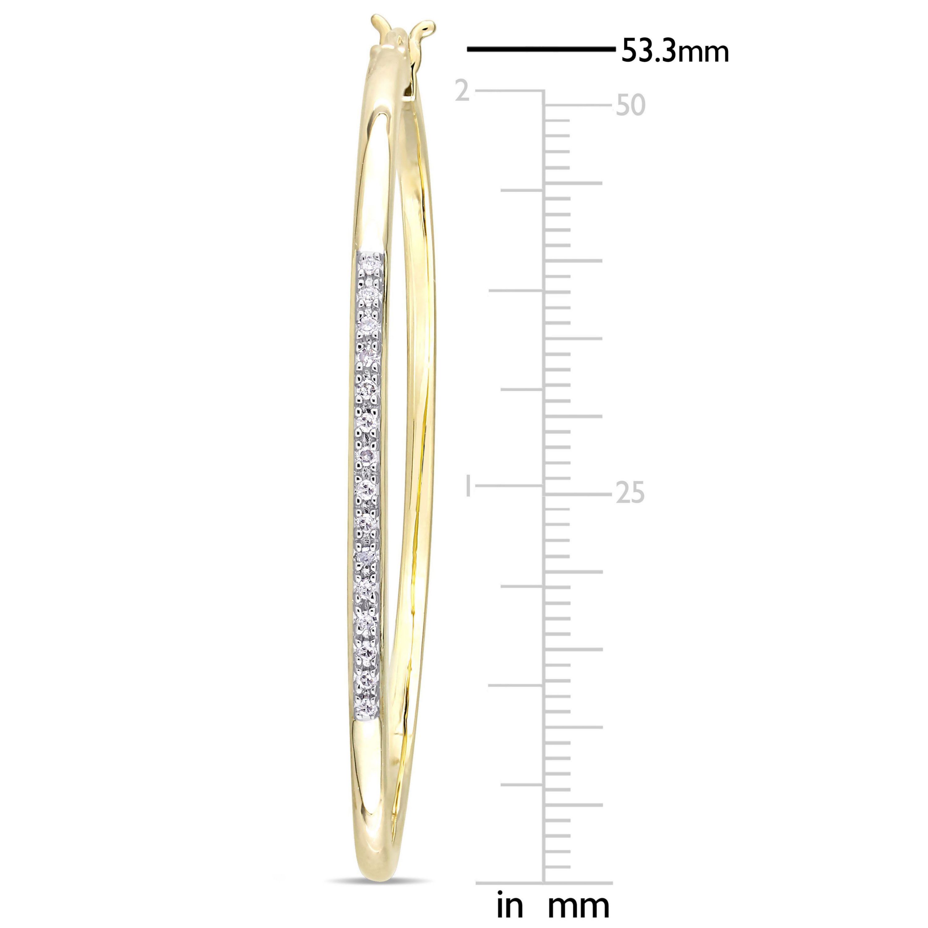 1/6 CT TW Diamond Hoop Earrings in Yellow Plated Sterling Silver