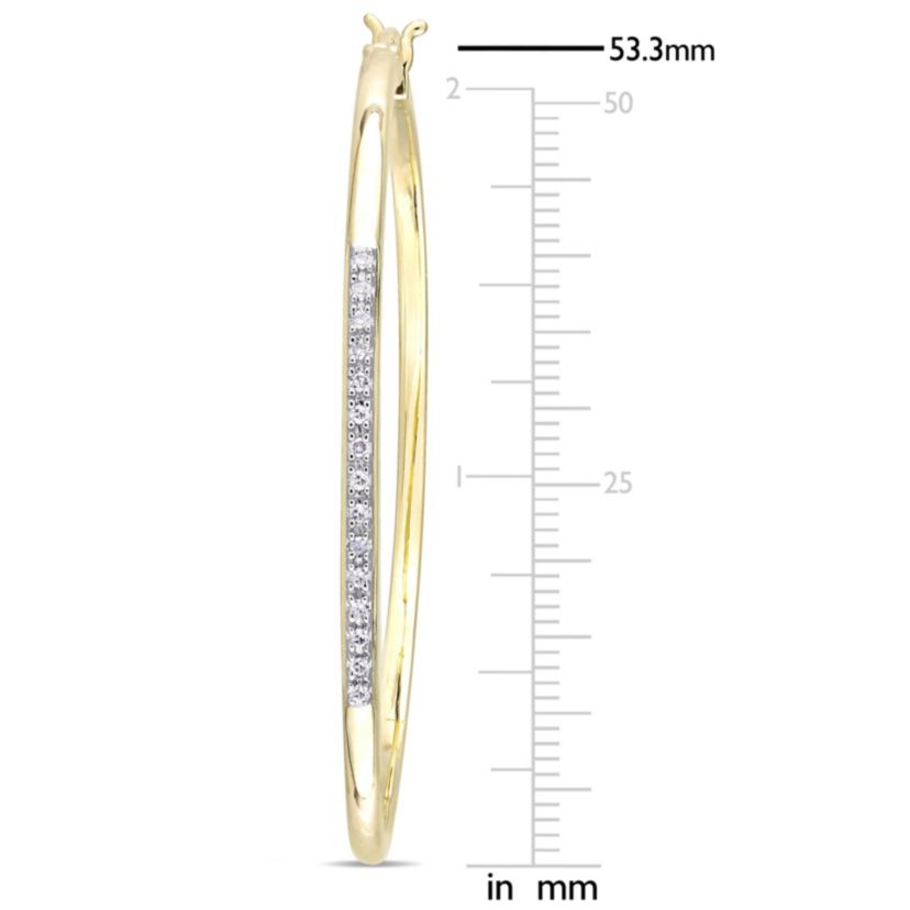 1/6 CT TW Diamond Hoop Earrings in Yellow Plated Sterling Silver