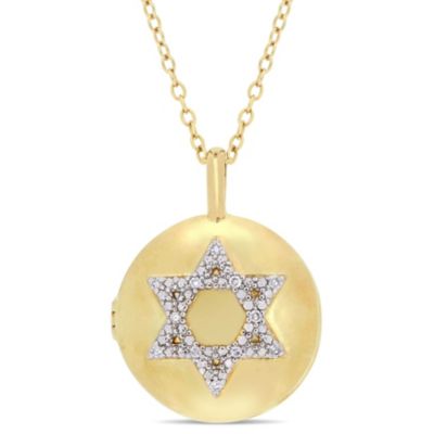 Belk & Co Diamond Accent Star of David Locket Necklace in Yellow Plated Sterling Silver