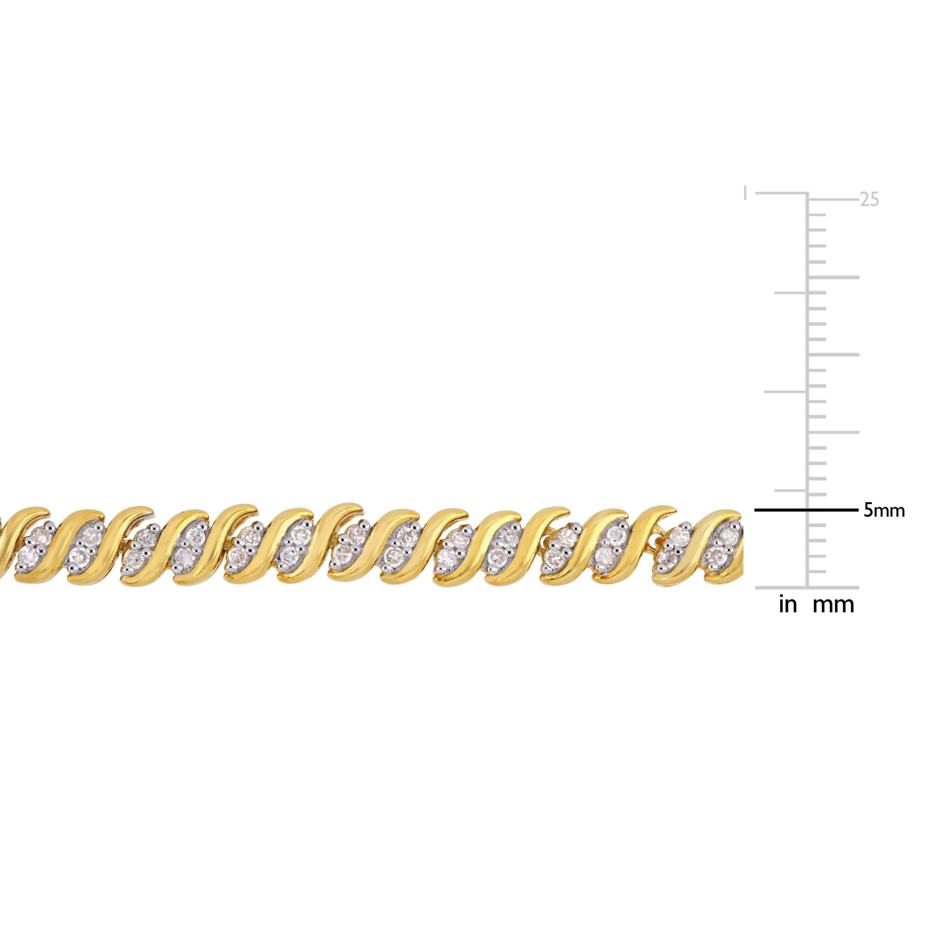 2 CT TW Diamond S-Link Tennis Necklace in Yellow Plated Sterling Silver