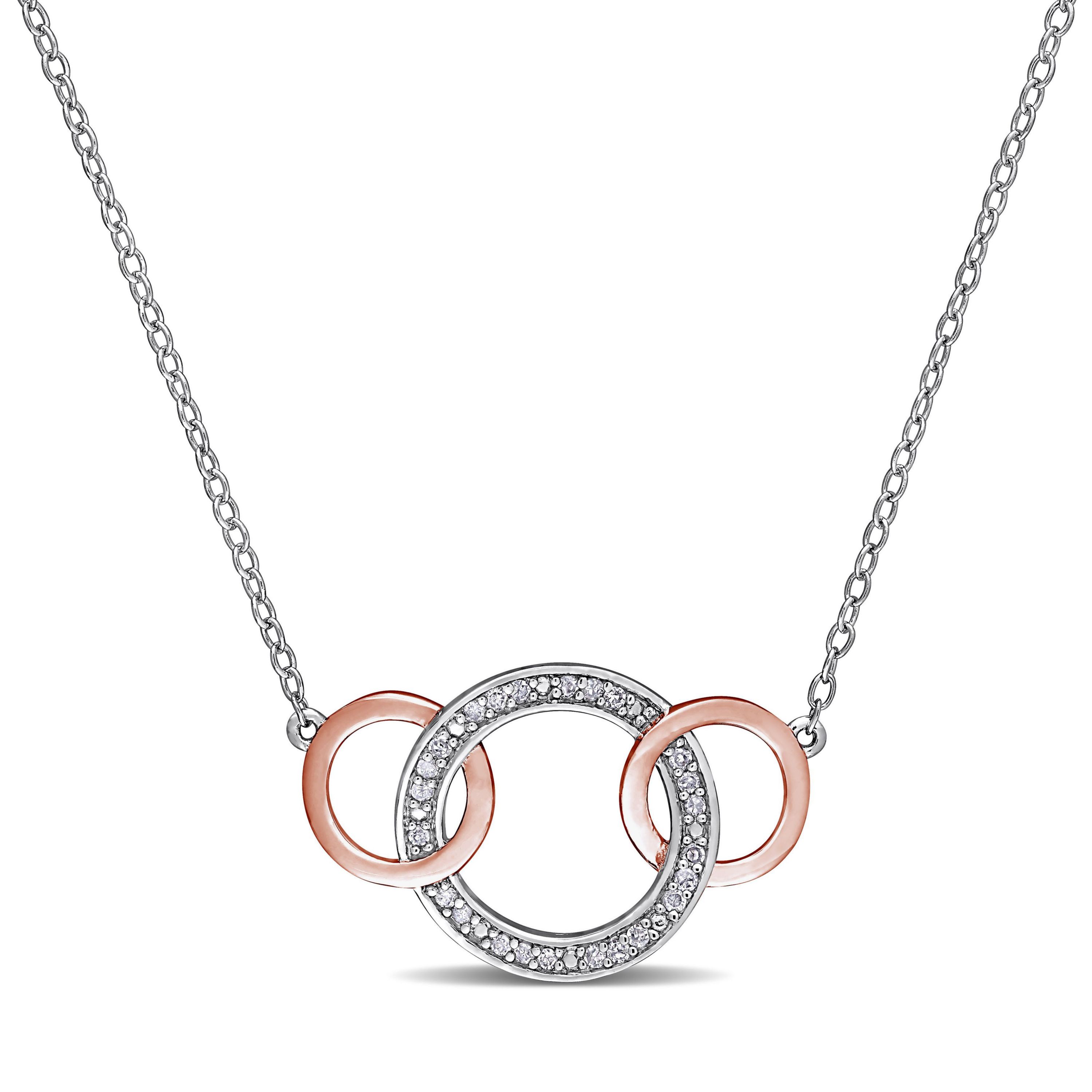 Diamond Interlocking Circle Necklace in Sterling Silver