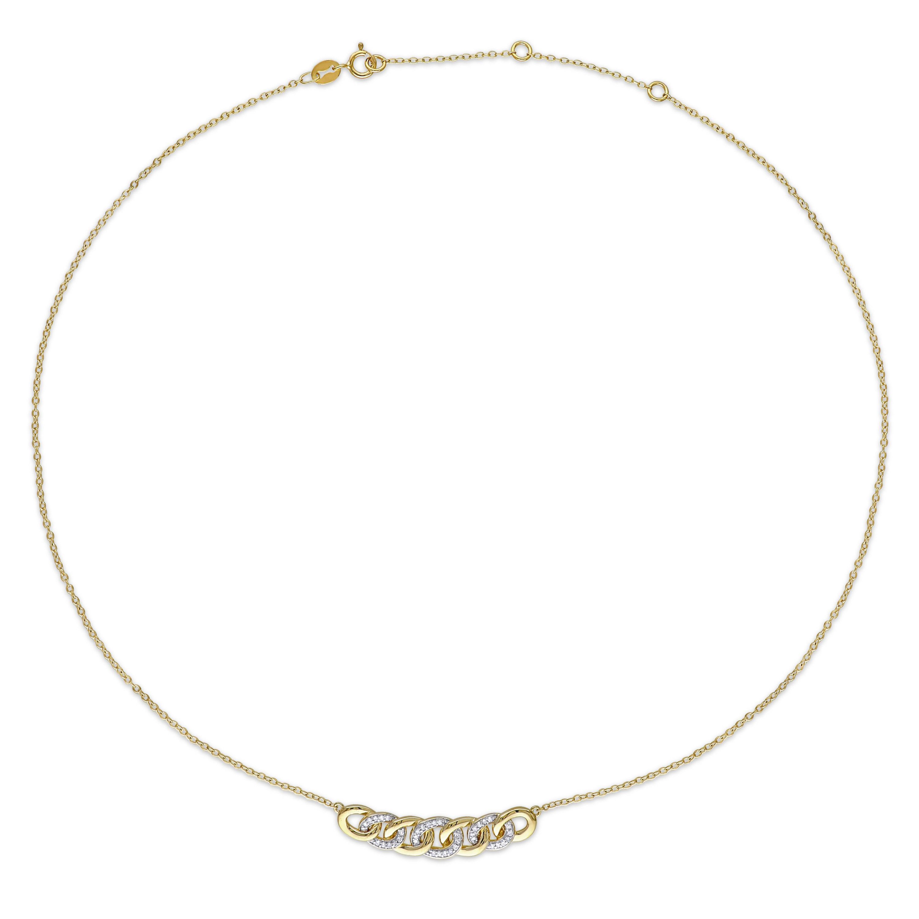 1/6 CT TW Diamond Link Necklace in Yellow Plated Sterling Silver