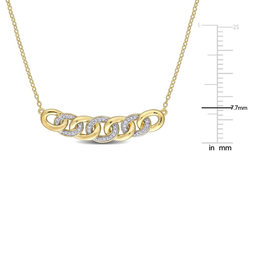 1/6 CT TW Diamond Link Necklace in Yellow Plated Sterling Silver