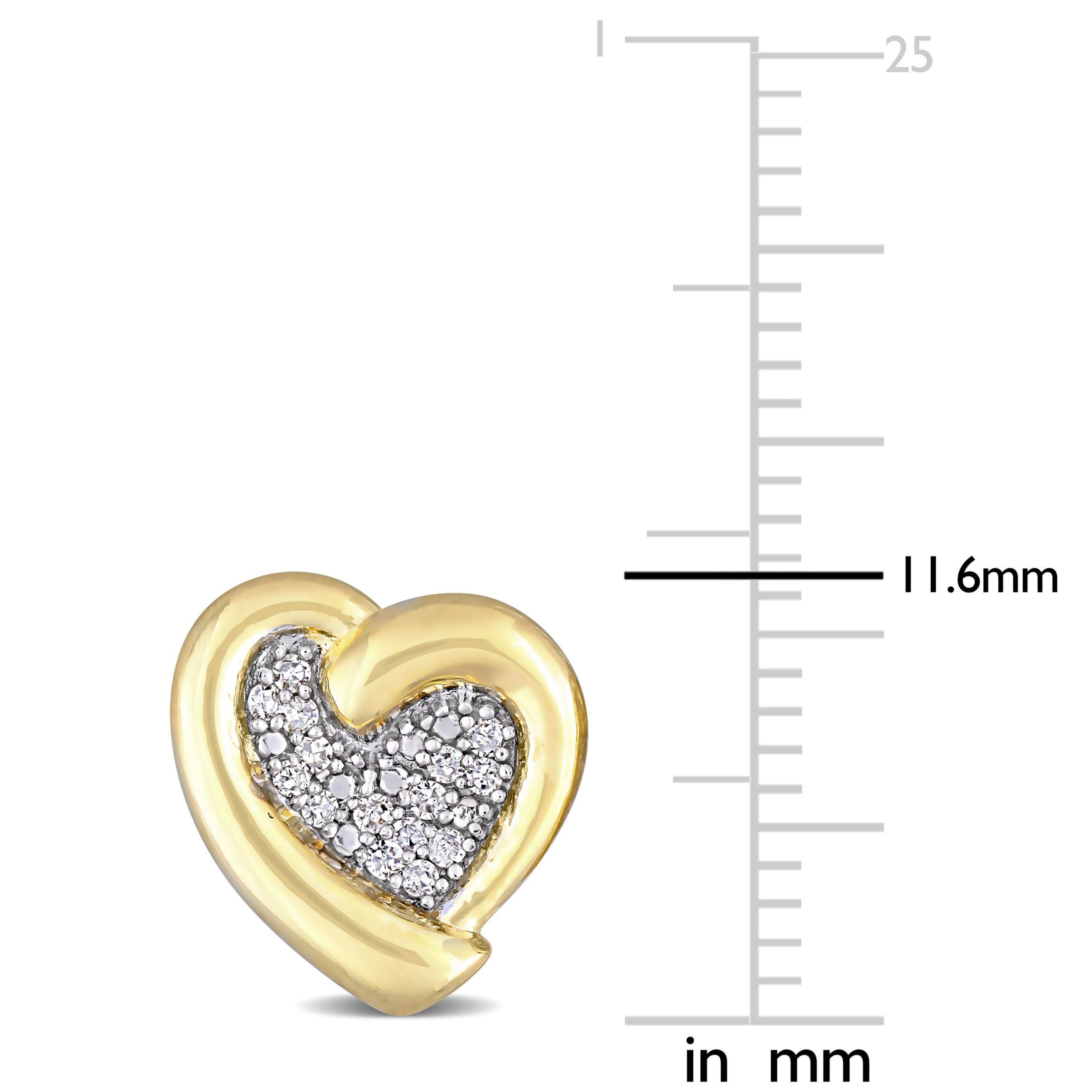 1/6 CT TW Diamond Heart Stud Earrings in Yellow Plated Sterling Silver