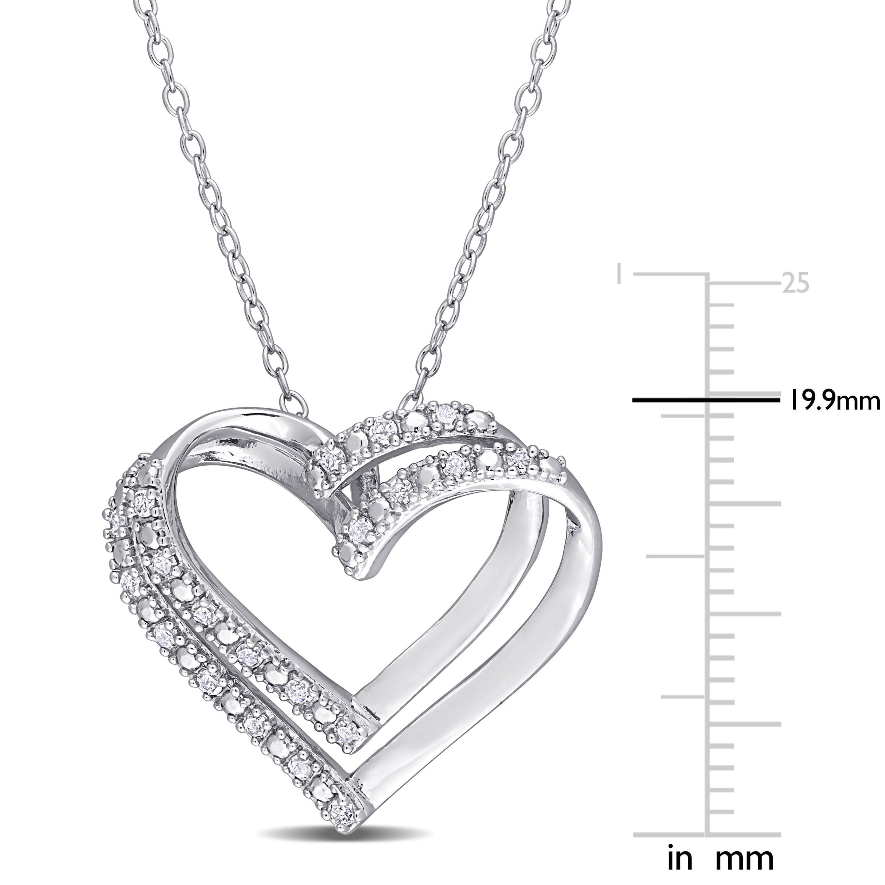 1/5 CT TW Diamond Heart Pendant with Chain in Sterling Silver