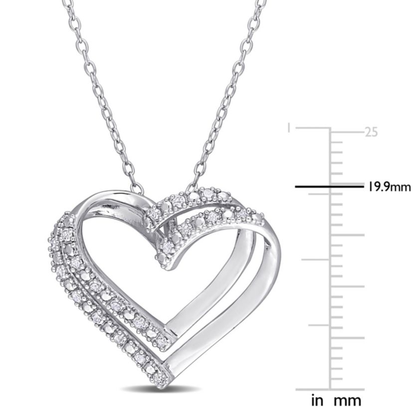 1/5 CT TW Diamond Heart Pendant with Chain in Sterling Silver
