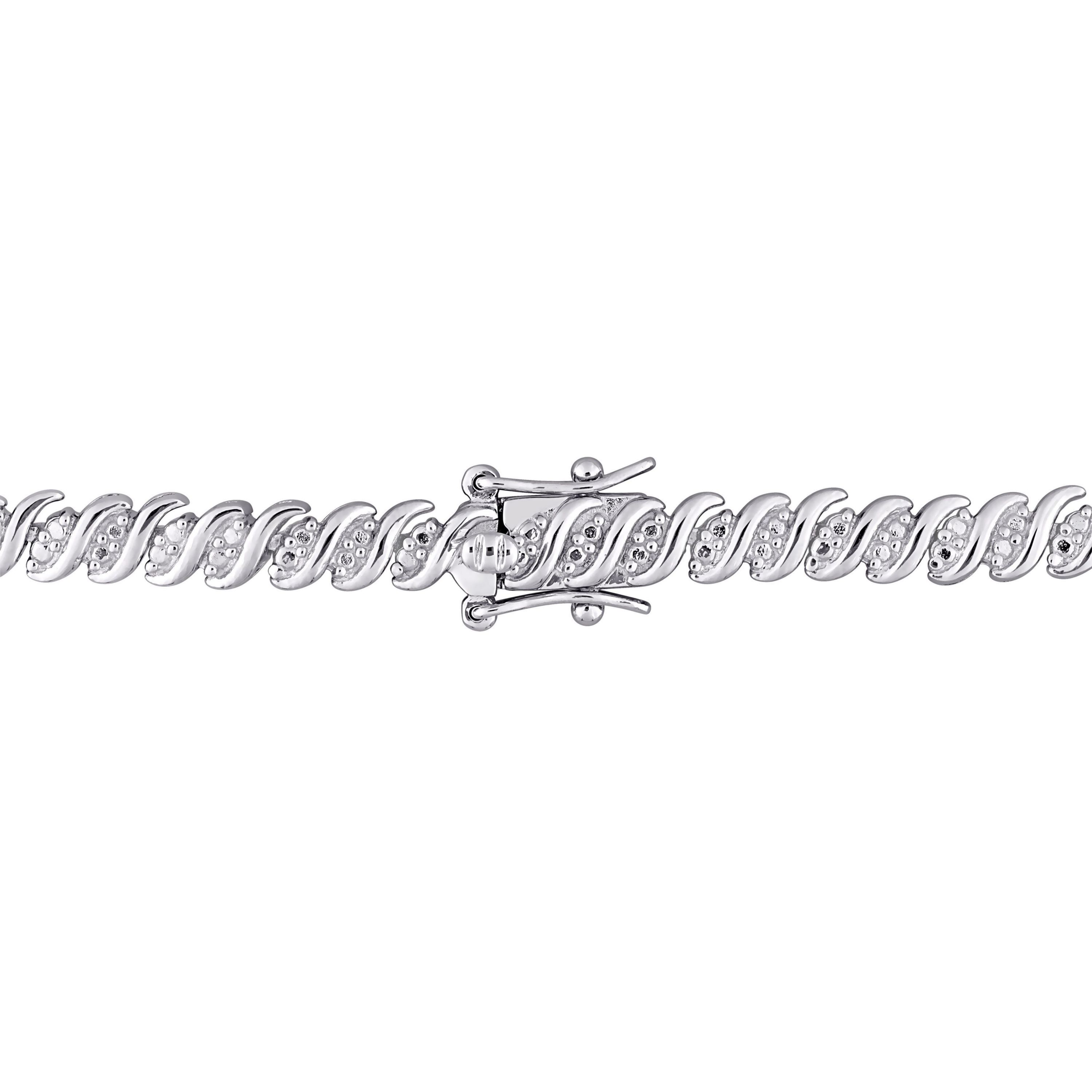 2 CT TW Diamond S-Link Tennis Necklace in Sterling Silver