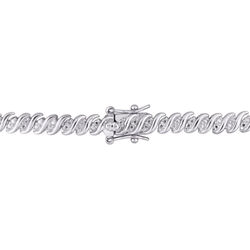 2 CT TW Diamond S-Link Tennis Necklace in Sterling Silver