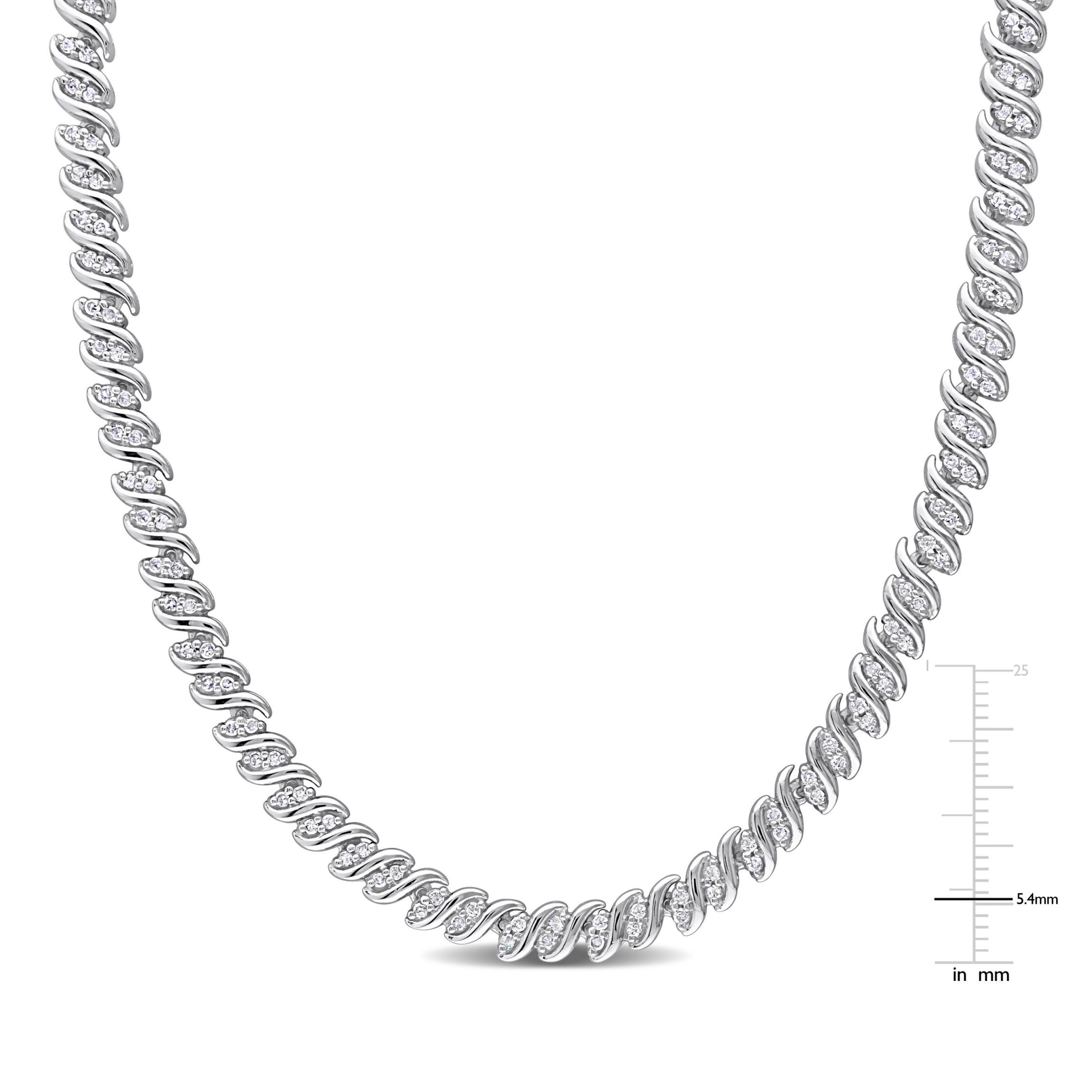 2 CT TW Diamond S-Link Tennis Necklace in Sterling Silver