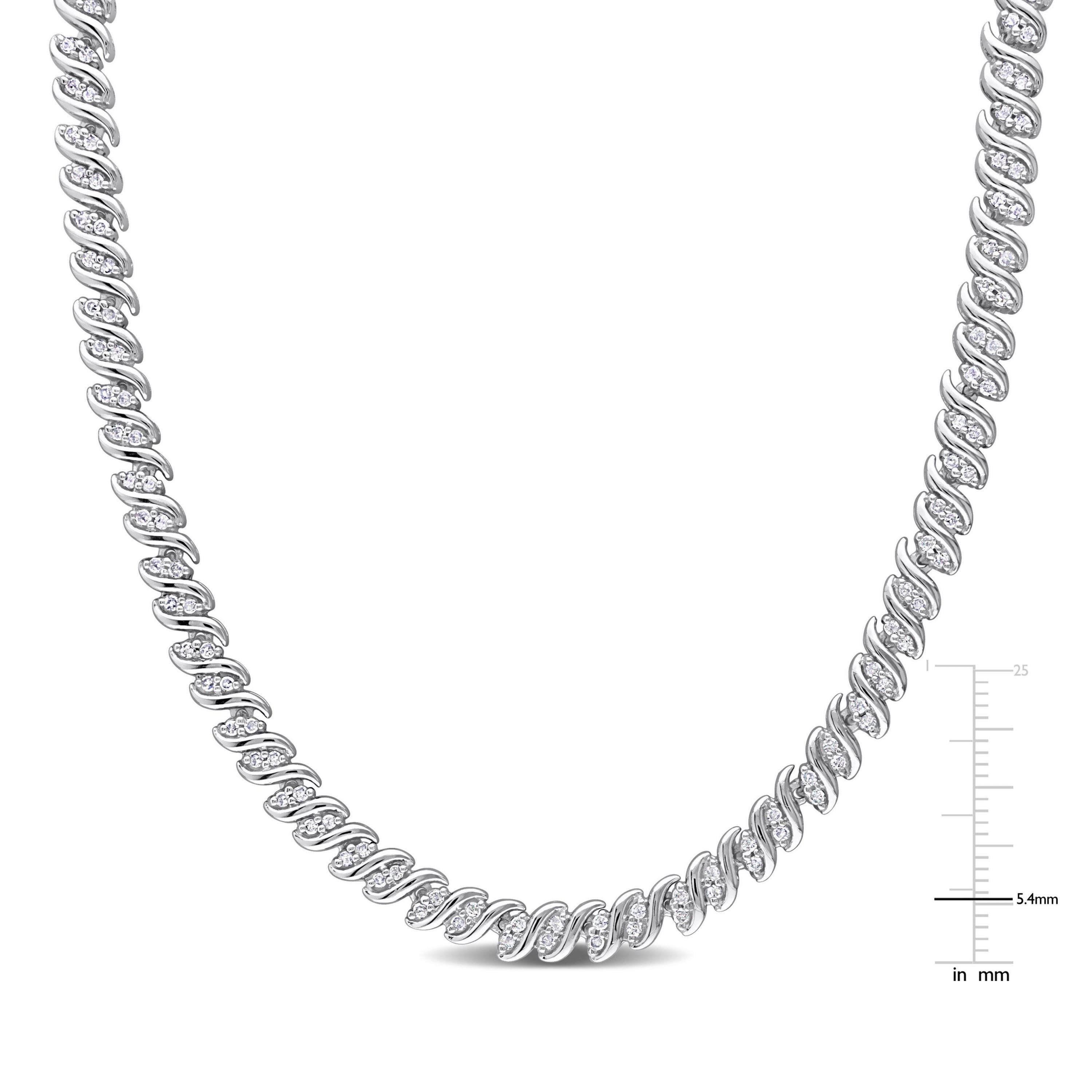 2 CT TW Diamond S-Link Tennis Necklace in Sterling Silver