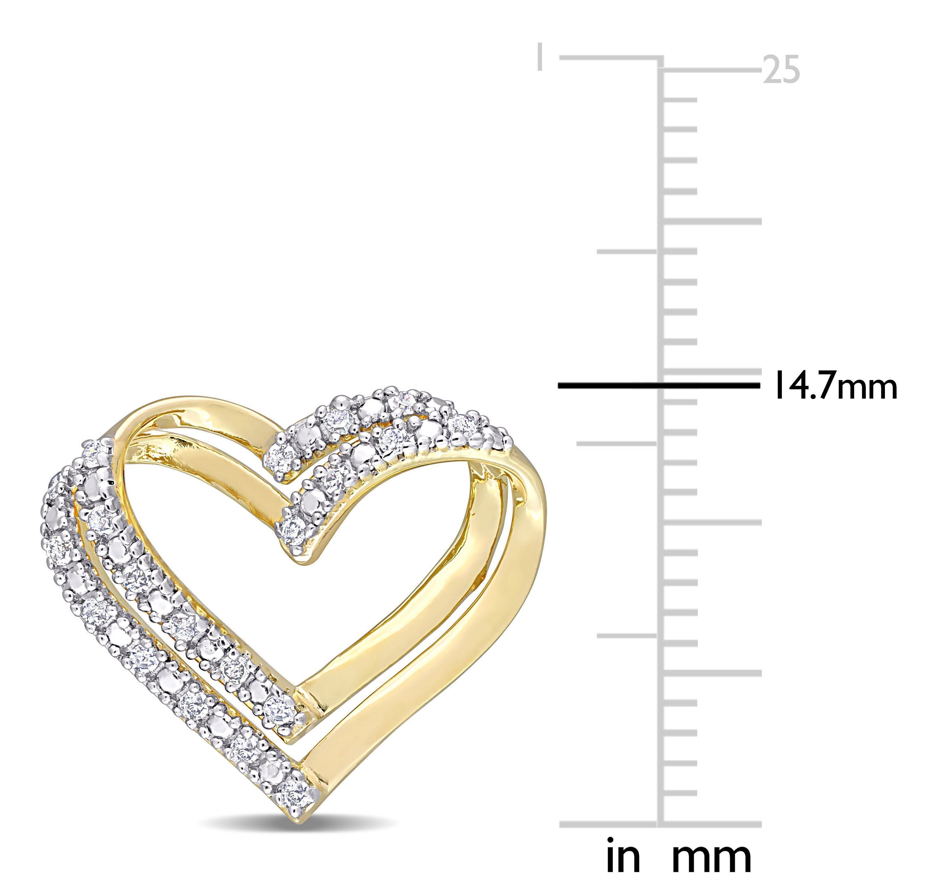 1/5 CT TW Diamond Open Heart Stud Earrings in Yellow Plated Sterling Silver
