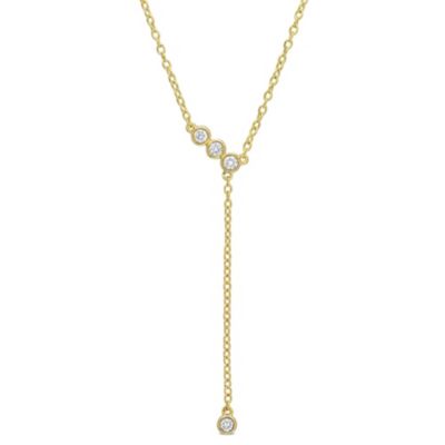 Belk & Co Lab Created 1/8 CT TGW Lab Diamond Lariat Necklace in 18k Gold Plated Sterling Silver, Yellow