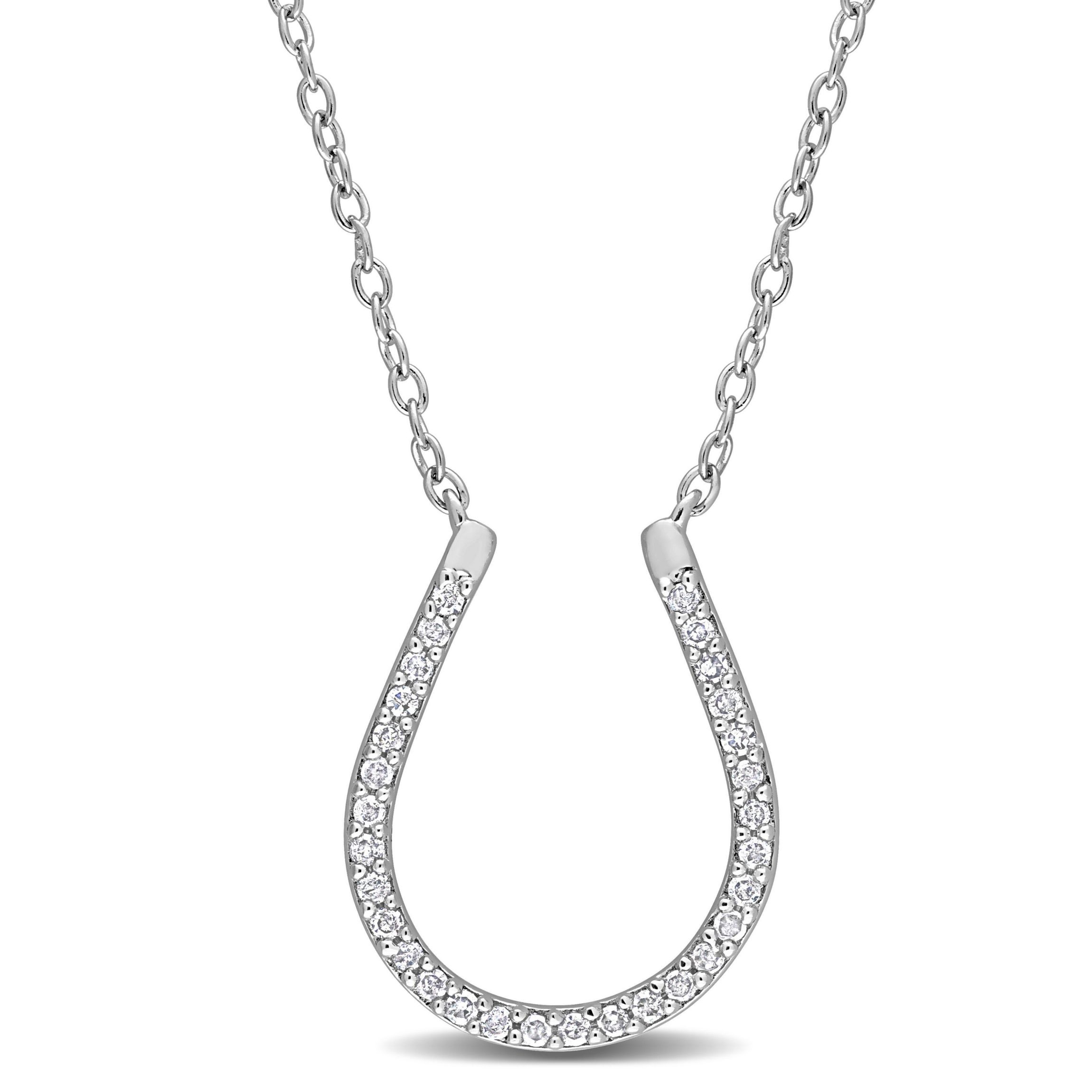 1/6 CT TW Diamond Horseshoe Necklace in Sterling Silver