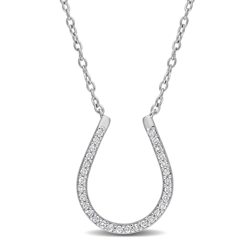1/6 CT TW Diamond Horseshoe Necklace in Sterling Silver