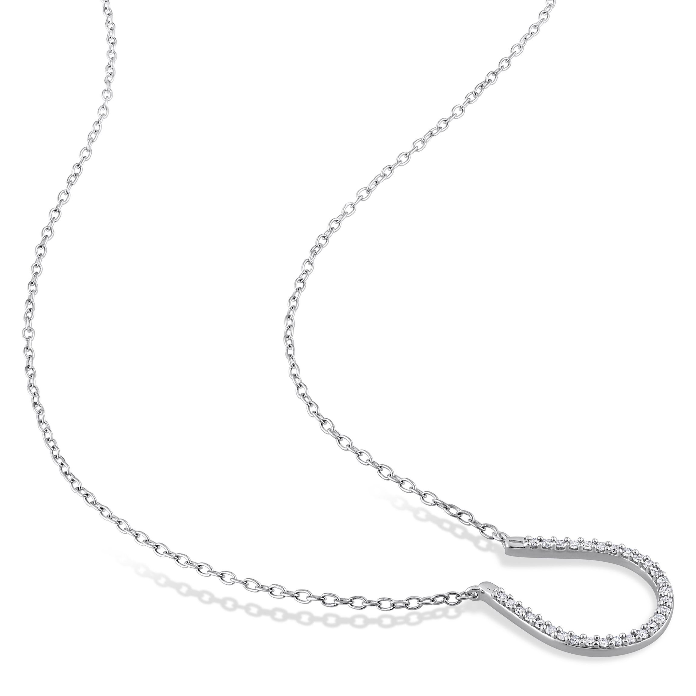 1/6 CT TW Diamond Horseshoe Necklace in Sterling Silver