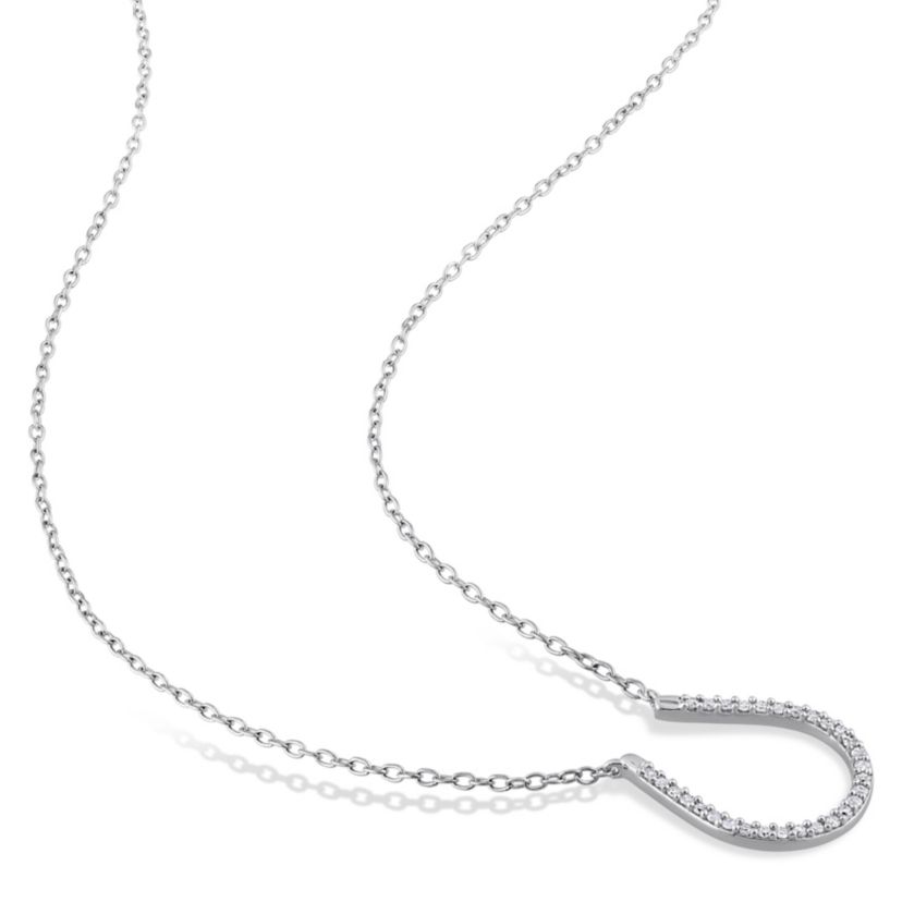 1/6 CT TW Diamond Horseshoe Necklace in Sterling Silver