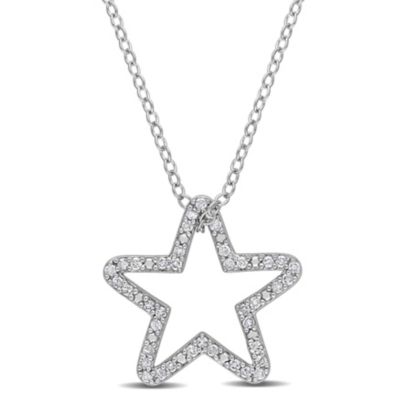 Belk & Co 1/5 CT TW Diamond Star Pendant with Chain in Sterling Silver, White