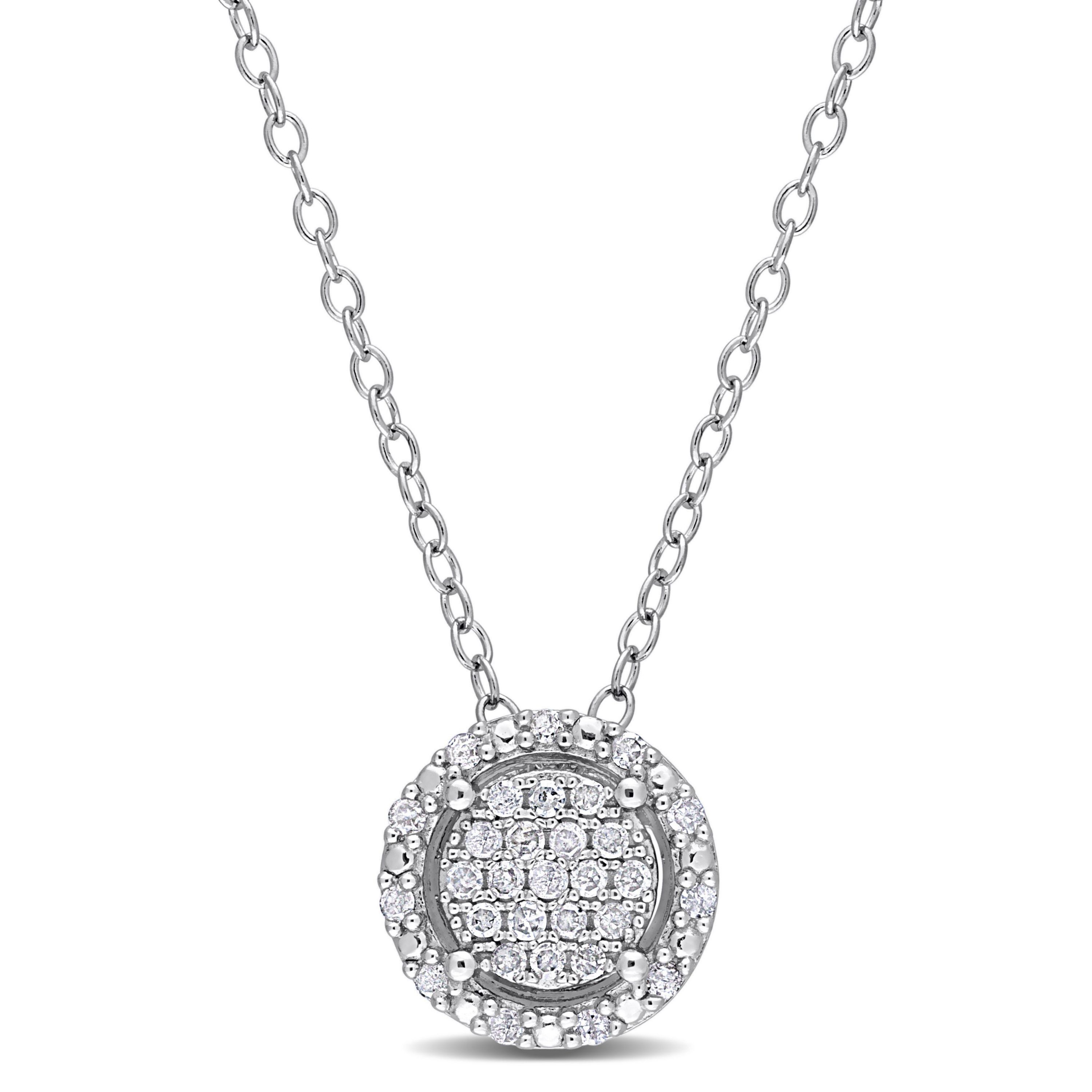 1/6 CT TW Diamond Cluster Halo Necklace in Sterling Silver
