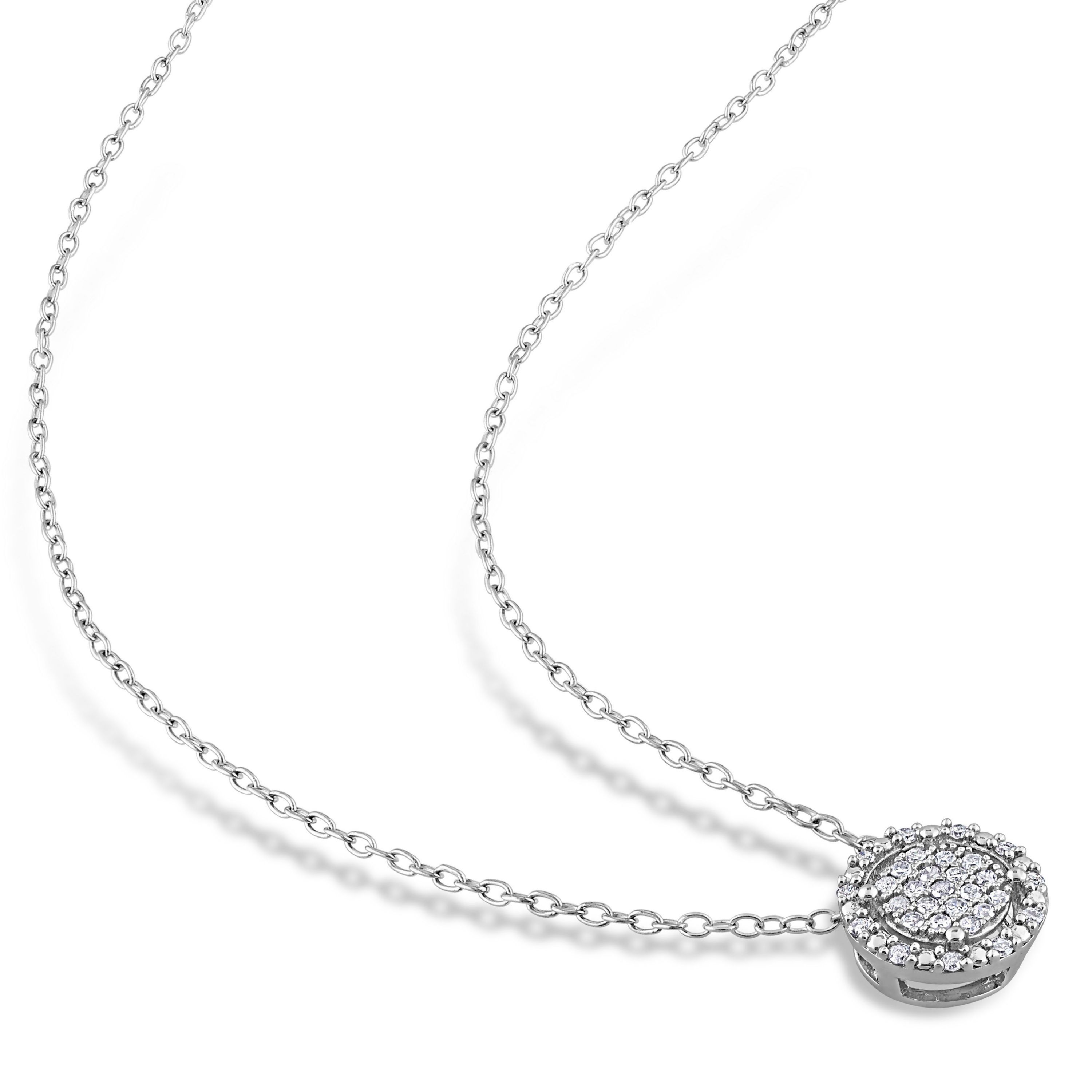 1/6 CT TW Diamond Cluster Halo Necklace in Sterling Silver
