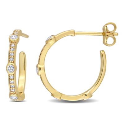 Belk & Co Lab Created 2/5 CT TGW Lab Diamond Vintage Hoop Earrings in 18k Gold Plated Silver, Yellow