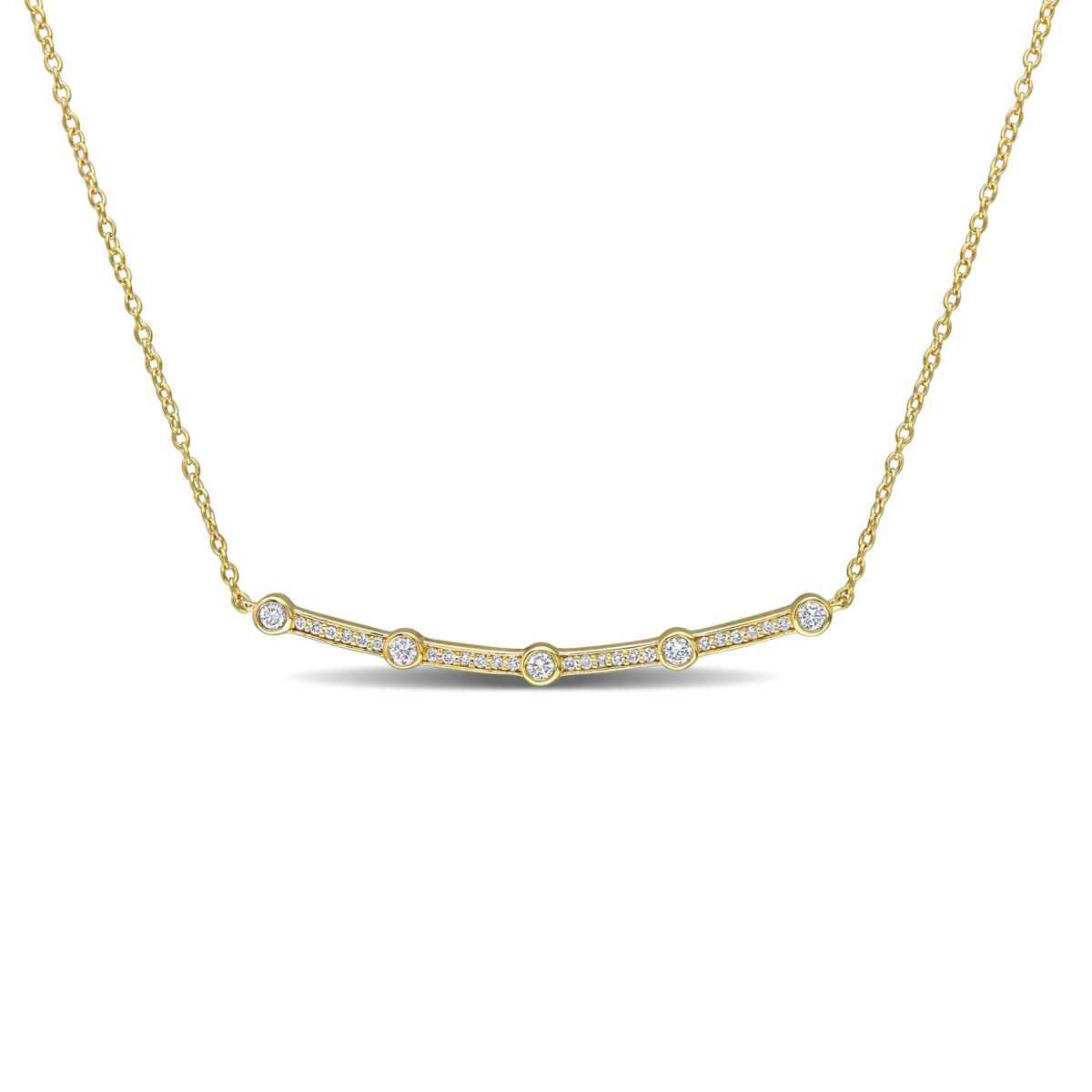 1/3 CT TGW Lab Created Diamond Bar Necklace in 18k Gold Plated Sterling Silver