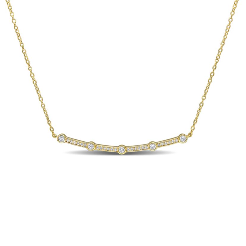 1/3 CT TGW Lab Created Diamond Bar Necklace in 18k Gold Plated Sterling Silver