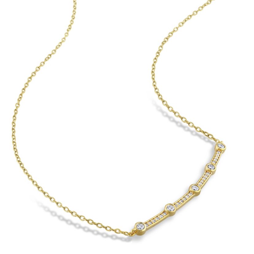 1/3 CT TGW Lab Created Diamond Bar Necklace in 18k Gold Plated Sterling Silver