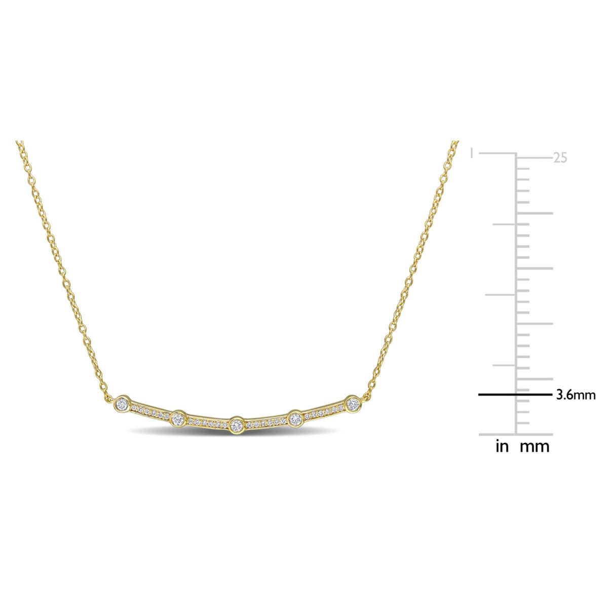 1/3 CT TGW Lab Created Diamond Bar Necklace in 18k Gold Plated Sterling Silver