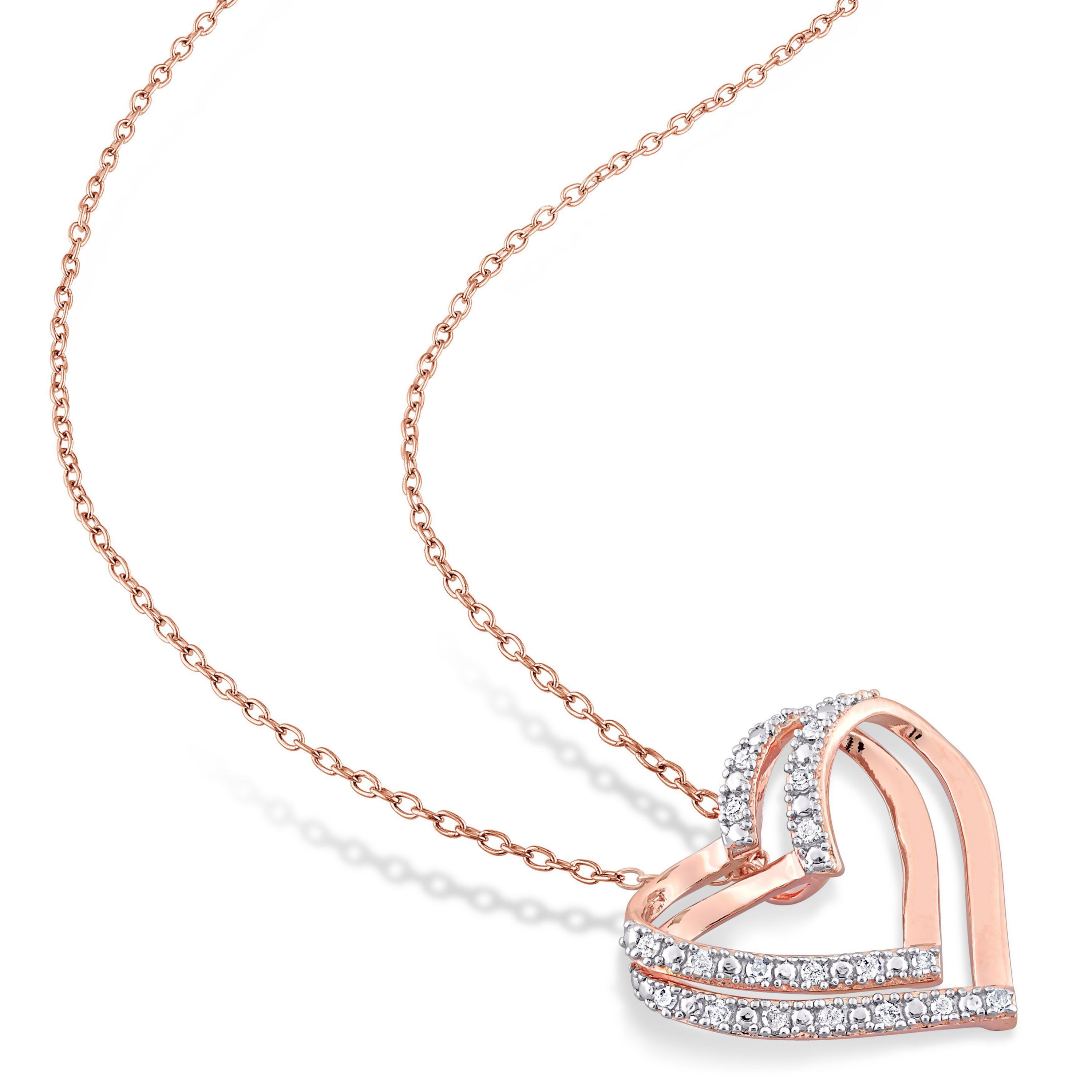 2-Piece Set 2/5 CT TW Diamond Heart Necklace and Earrings in Sterling Silver