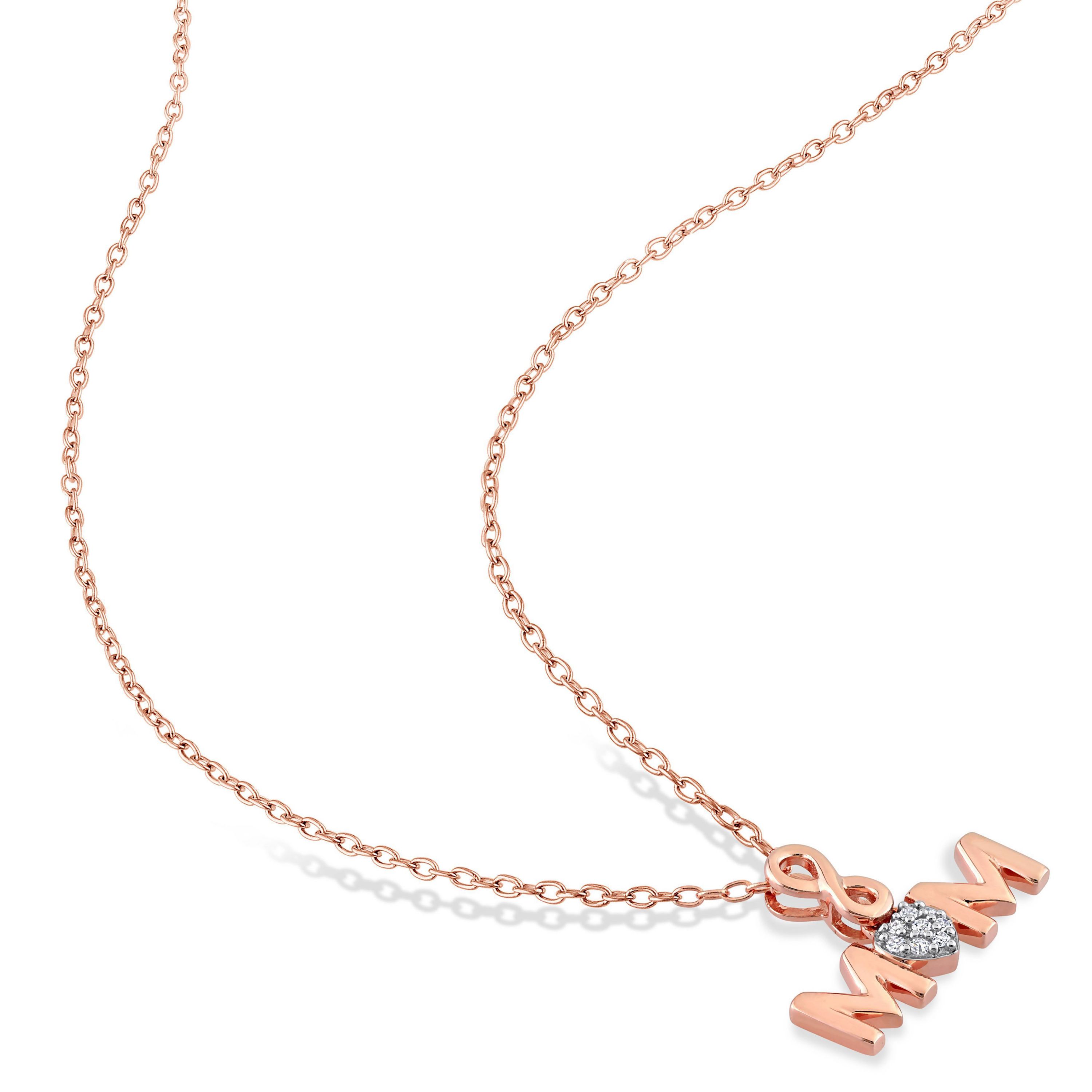 Diamond Infinity "MOM"  Necklace in Rose Plated Sterling Silver