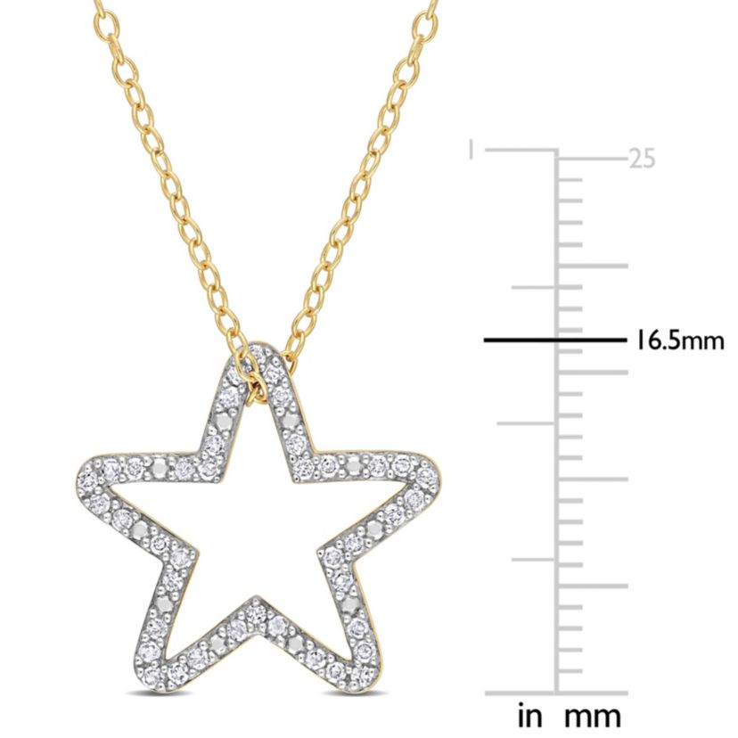 1/5 CT TW Diamond Star Pendant with Chain in Yellow Plated Sterling Silver