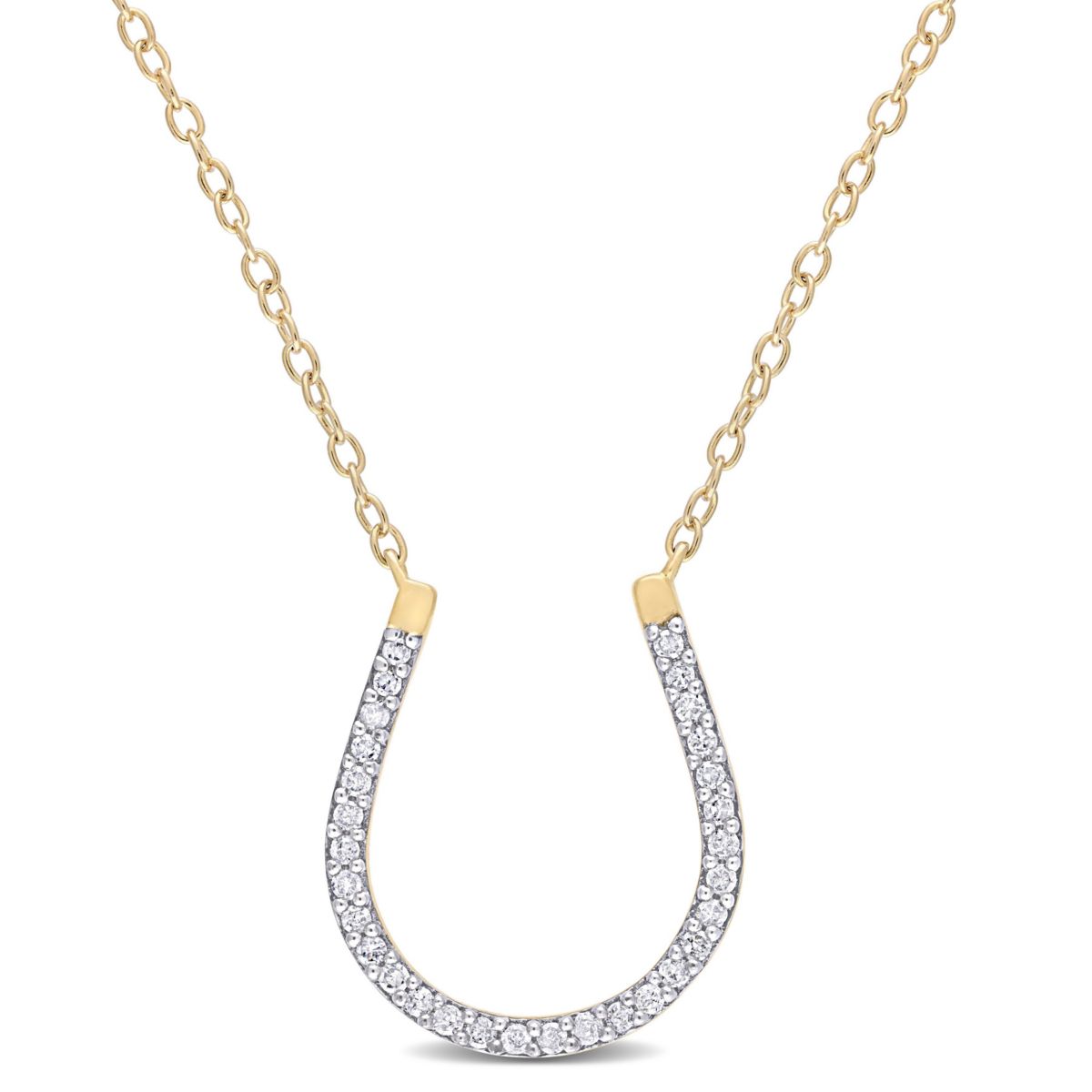 1/6 CT TW Diamond Horseshoe Necklace in Yellow Plated Sterling Silver