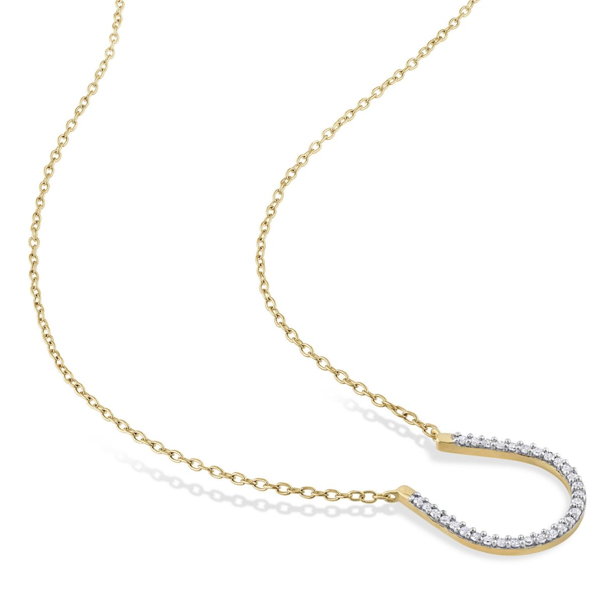 1/6 CT TW Diamond Horseshoe Necklace in Yellow Plated Sterling Silver