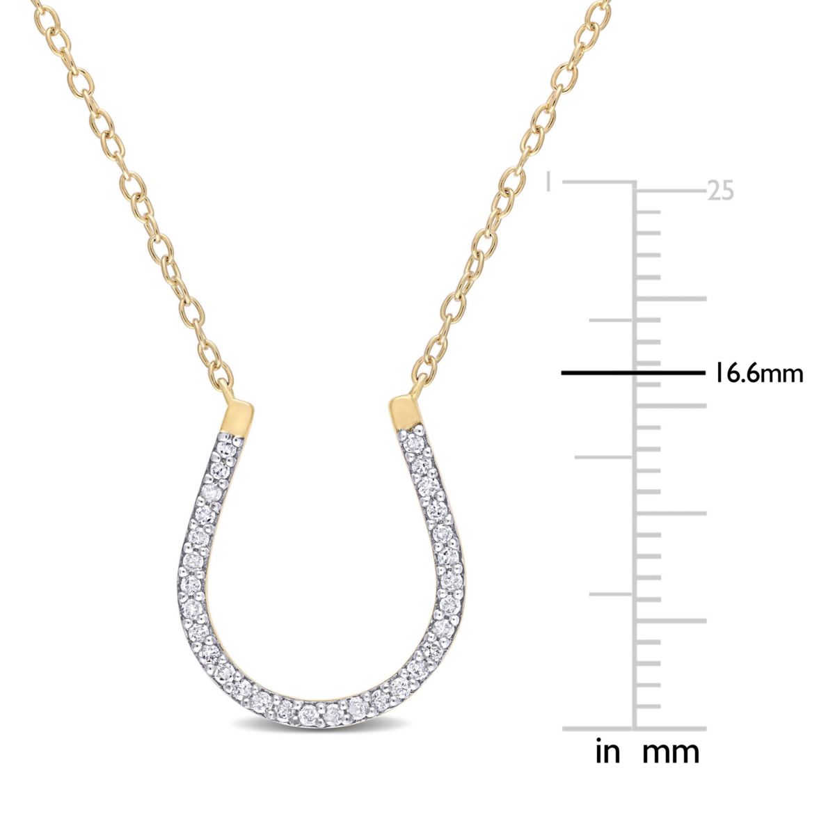 1/6 CT TW Diamond Horseshoe Necklace in Yellow Plated Sterling Silver