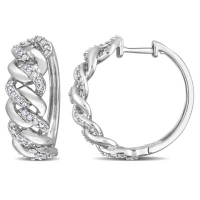 Belk & Co 1/2 Ct Tw Diamond Oval Link Hoop Earrings In Sterling Silver