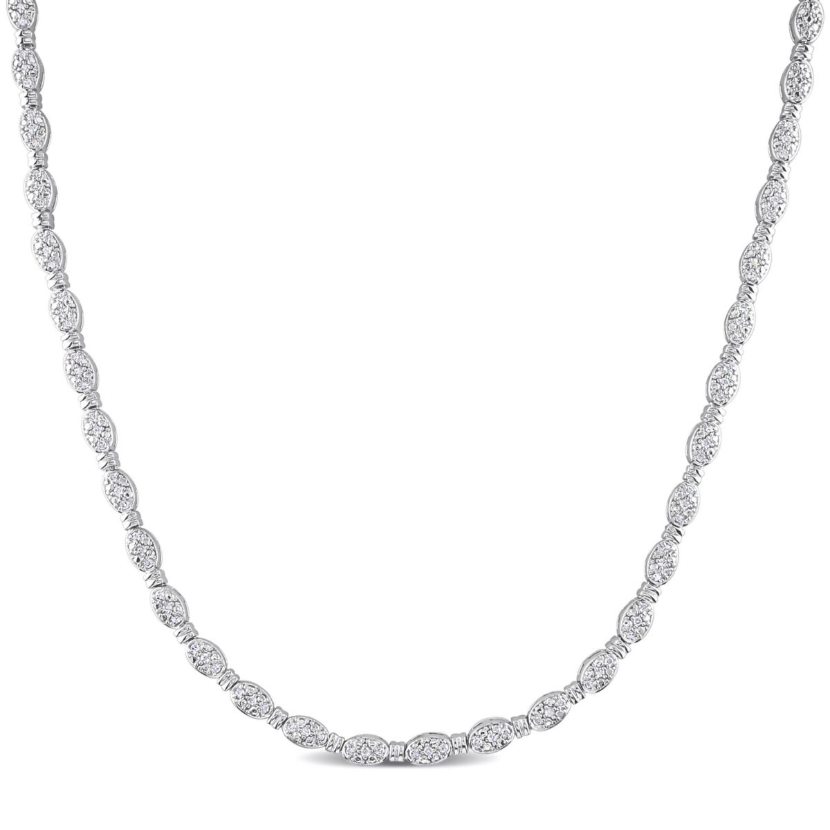 1/2 CT TW Diamond Tennis Necklace in Sterling Silver