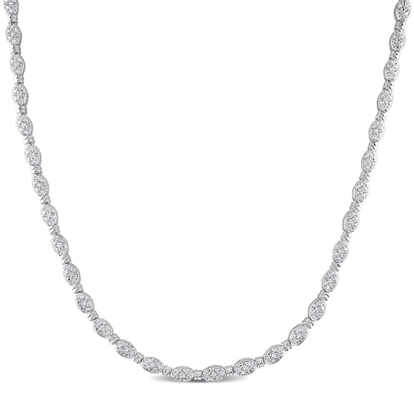 1/2 CT TW Diamond Tennis Necklace in Sterling Silver