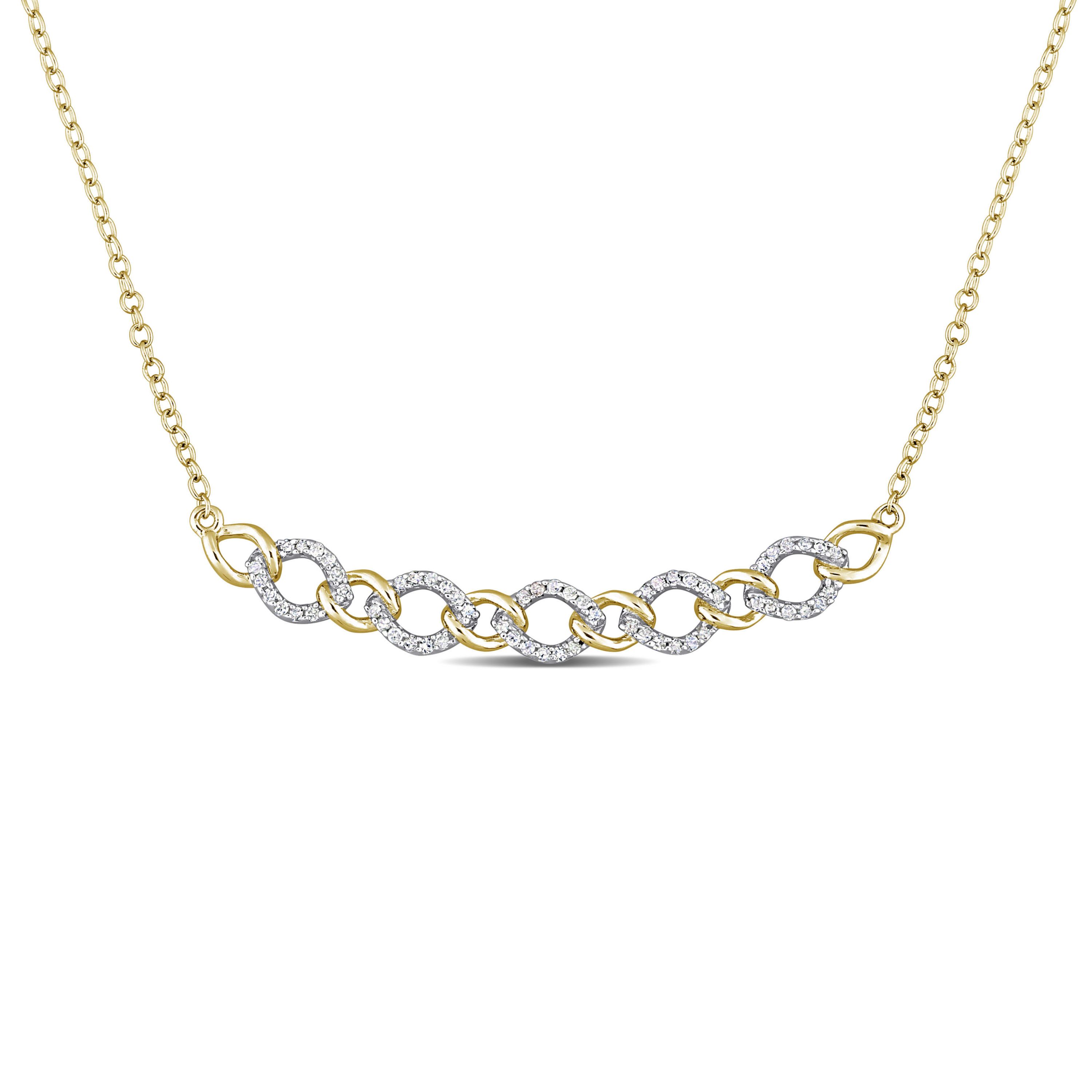 1/5 CT TW Diamond Oval Link Necklace in Yellow Plated Sterling Silver