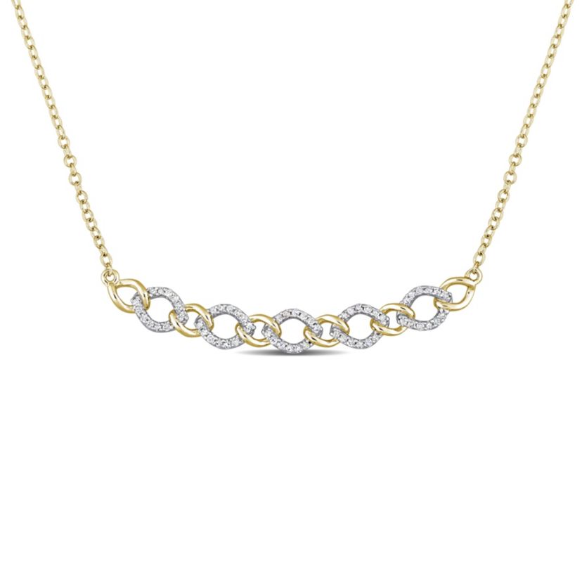 1/5 CT TW Diamond Oval Link Necklace in Yellow Plated Sterling Silver