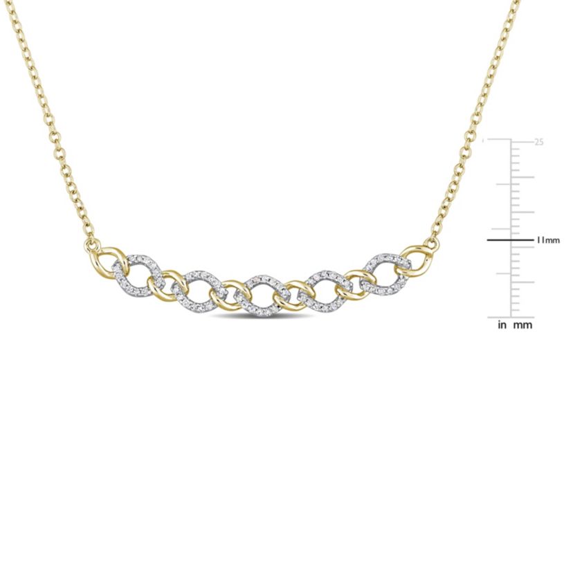 1/5 CT TW Diamond Oval Link Necklace in Yellow Plated Sterling Silver