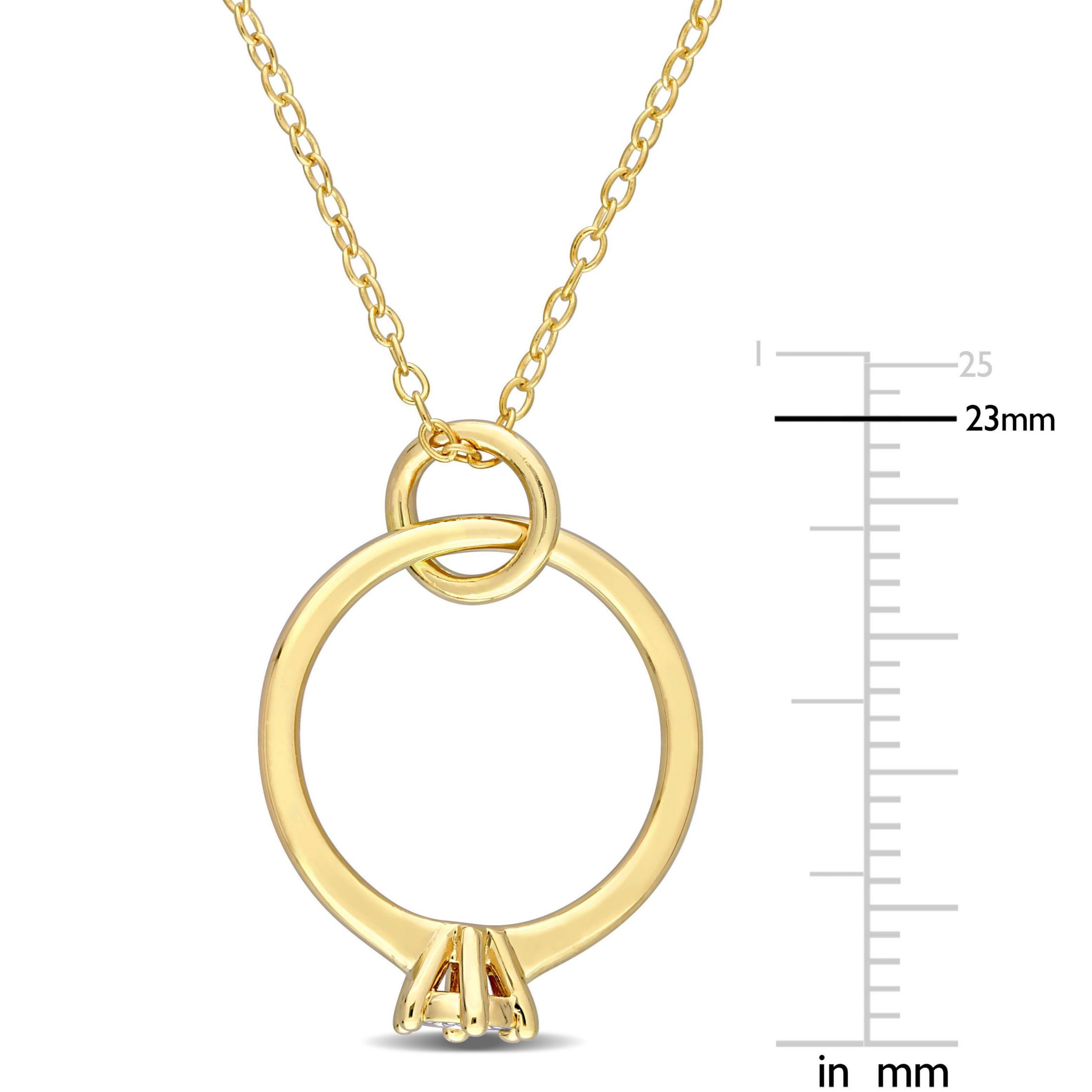 Diamond Accent Promise Ring Charm Necklace in Yellow Plated Sterling Silver